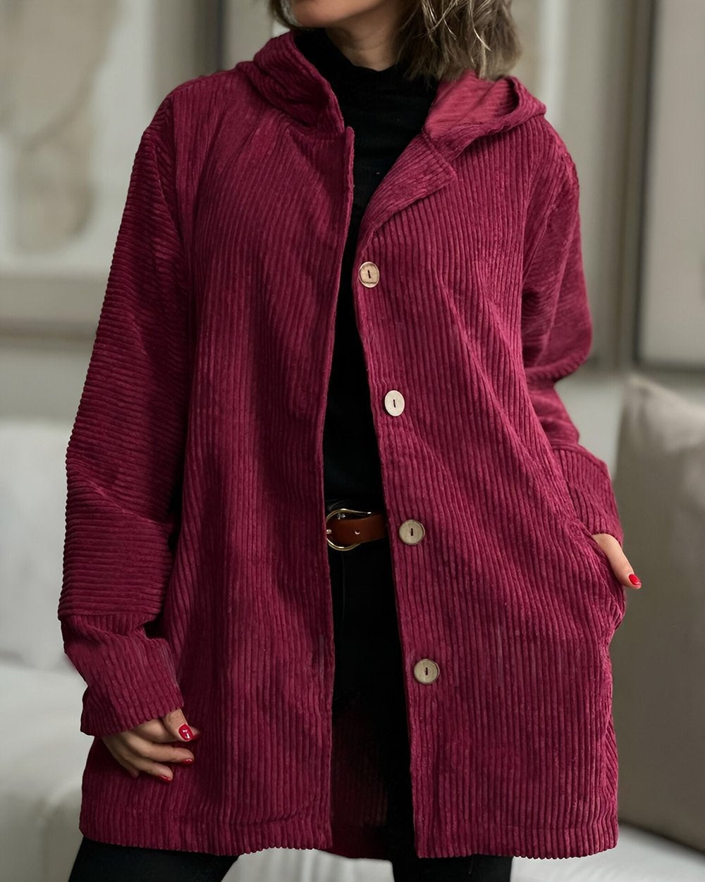 Cordia - Chaqueta con capucha de pana Luvamoda