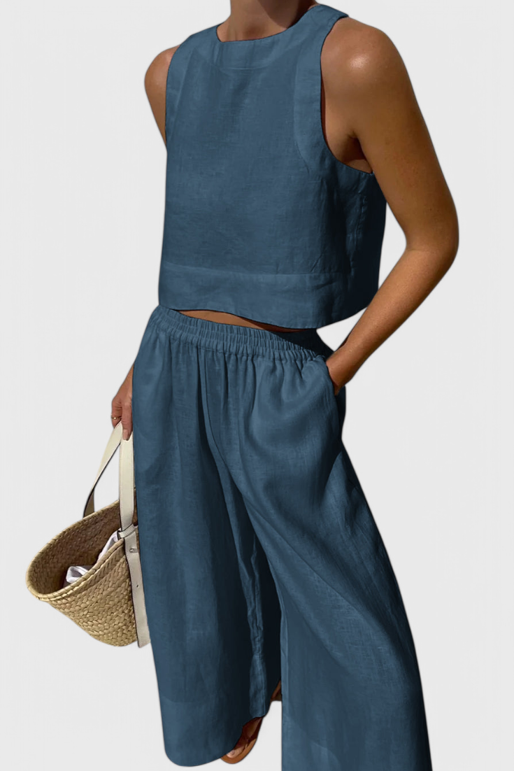 Conjunto minimalista Avelina en algodón ligero y lino LuvaModa