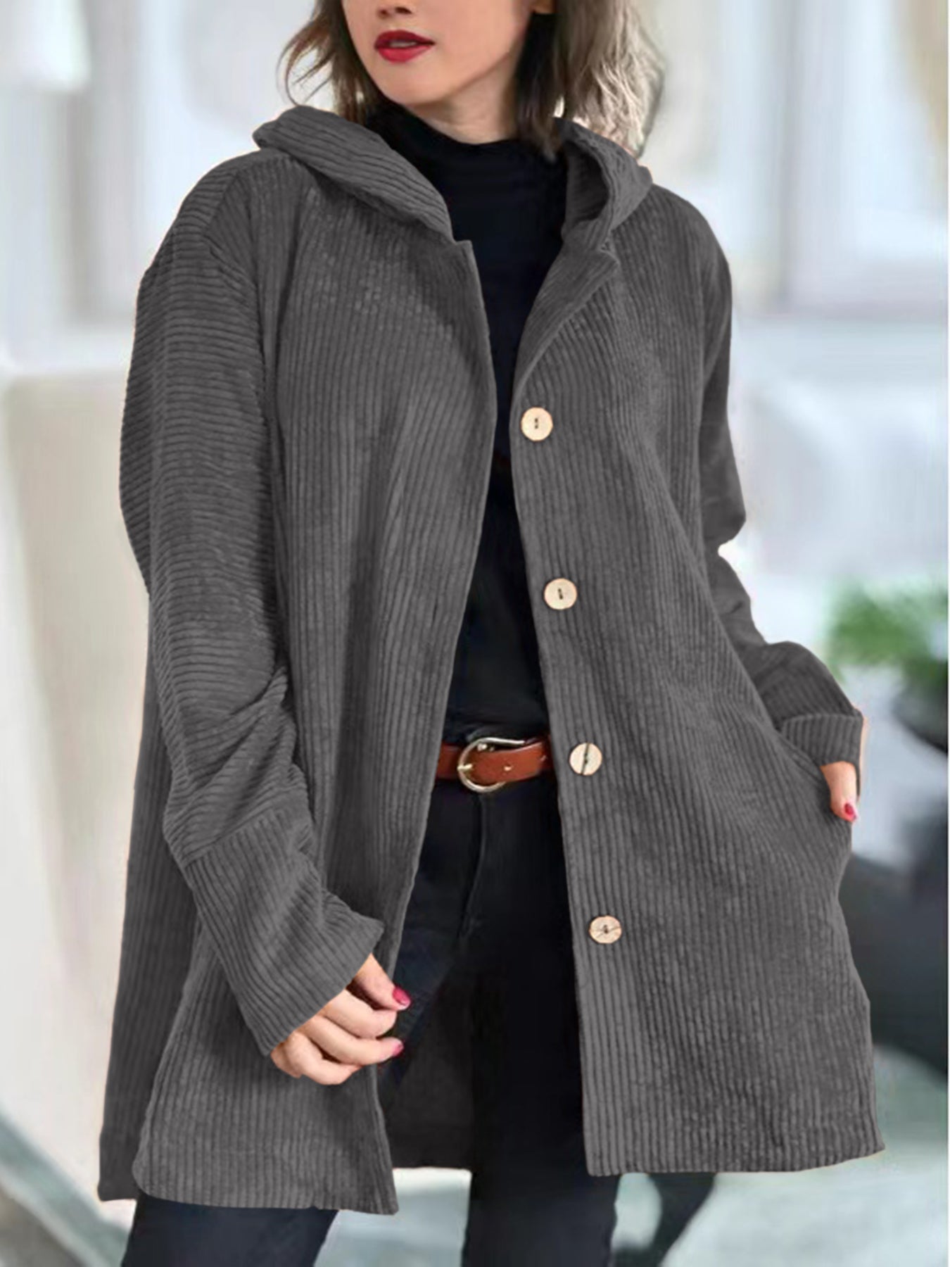 Cordia - Chaqueta con capucha de pana Luvamoda