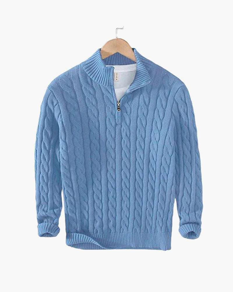 Solan | Jersey de hombre con media cremallera y tejido trenzado LuvaModa