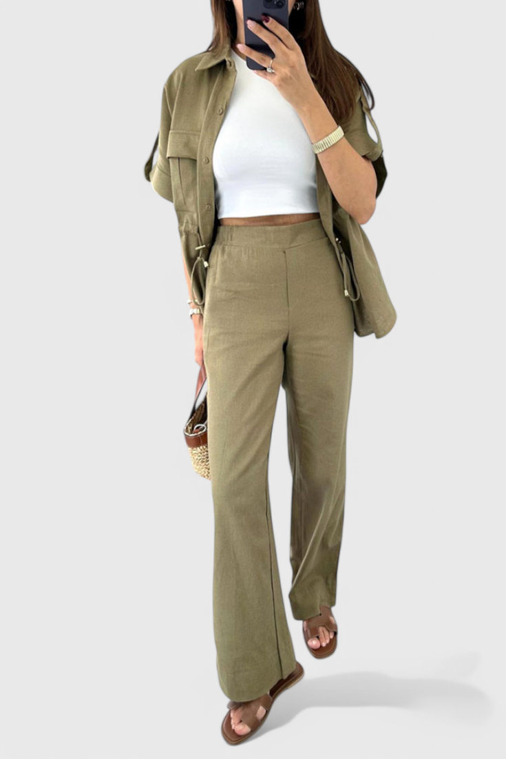 Conjunto de dos piezas Lani Relaxed Fit con camisa y pantalón LuvaModa