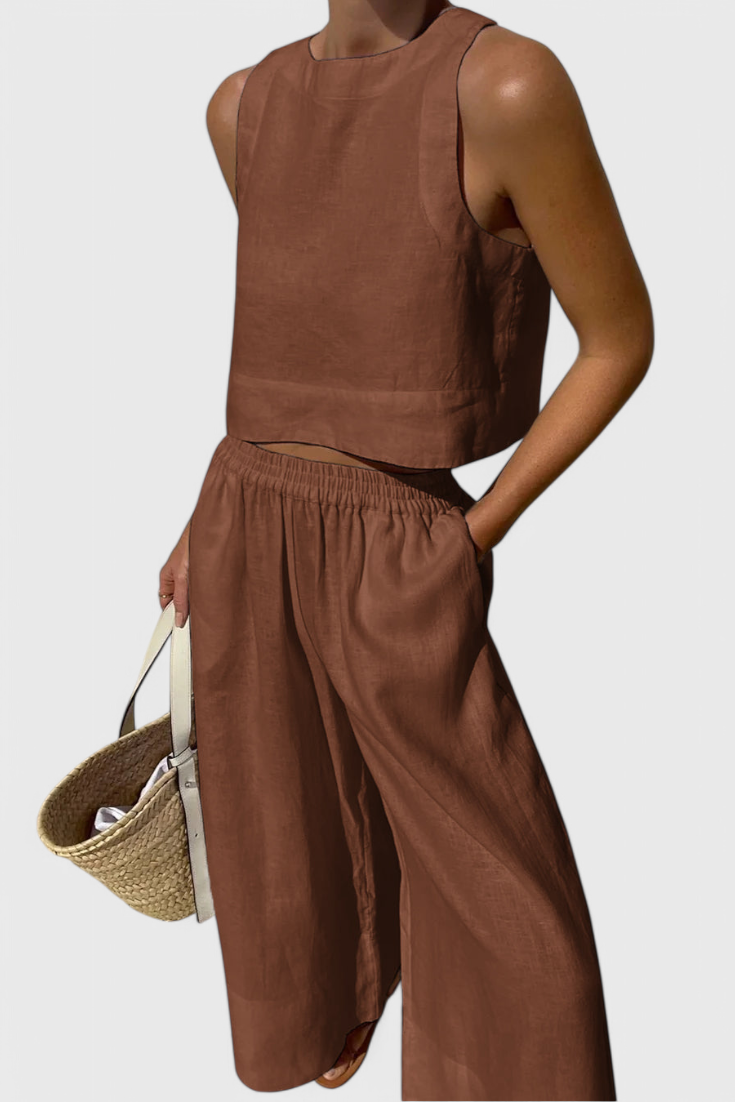Conjunto minimalista Avelina en algodón ligero y lino LuvaModa