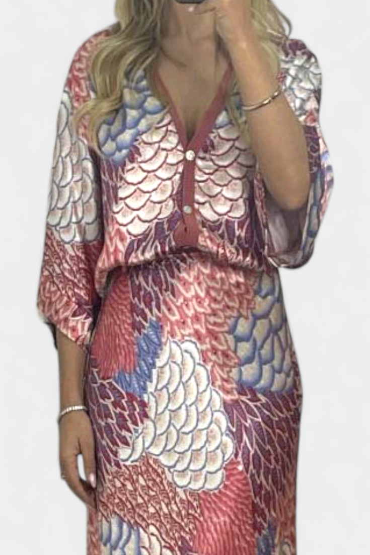 Conjunto de blusa de sirena suave y falda floral Shae LuvaModa