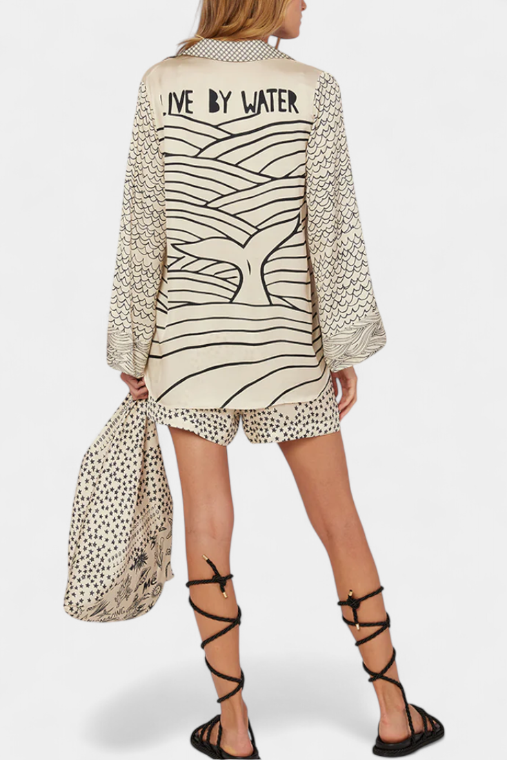 Conjunto de camisa estampada Amalia y pantalón corto elástico LuvaModa