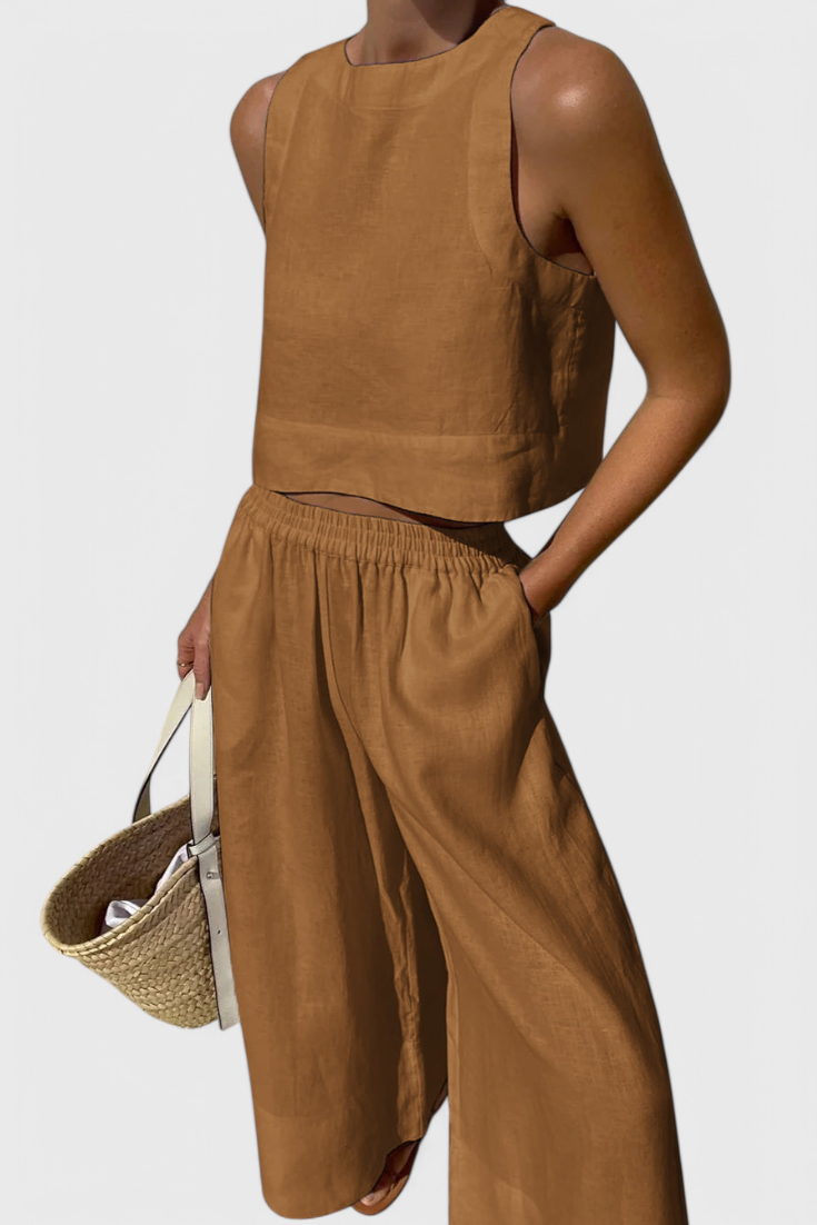 Conjunto minimalista Avelina en algodón ligero y lino LuvaModa