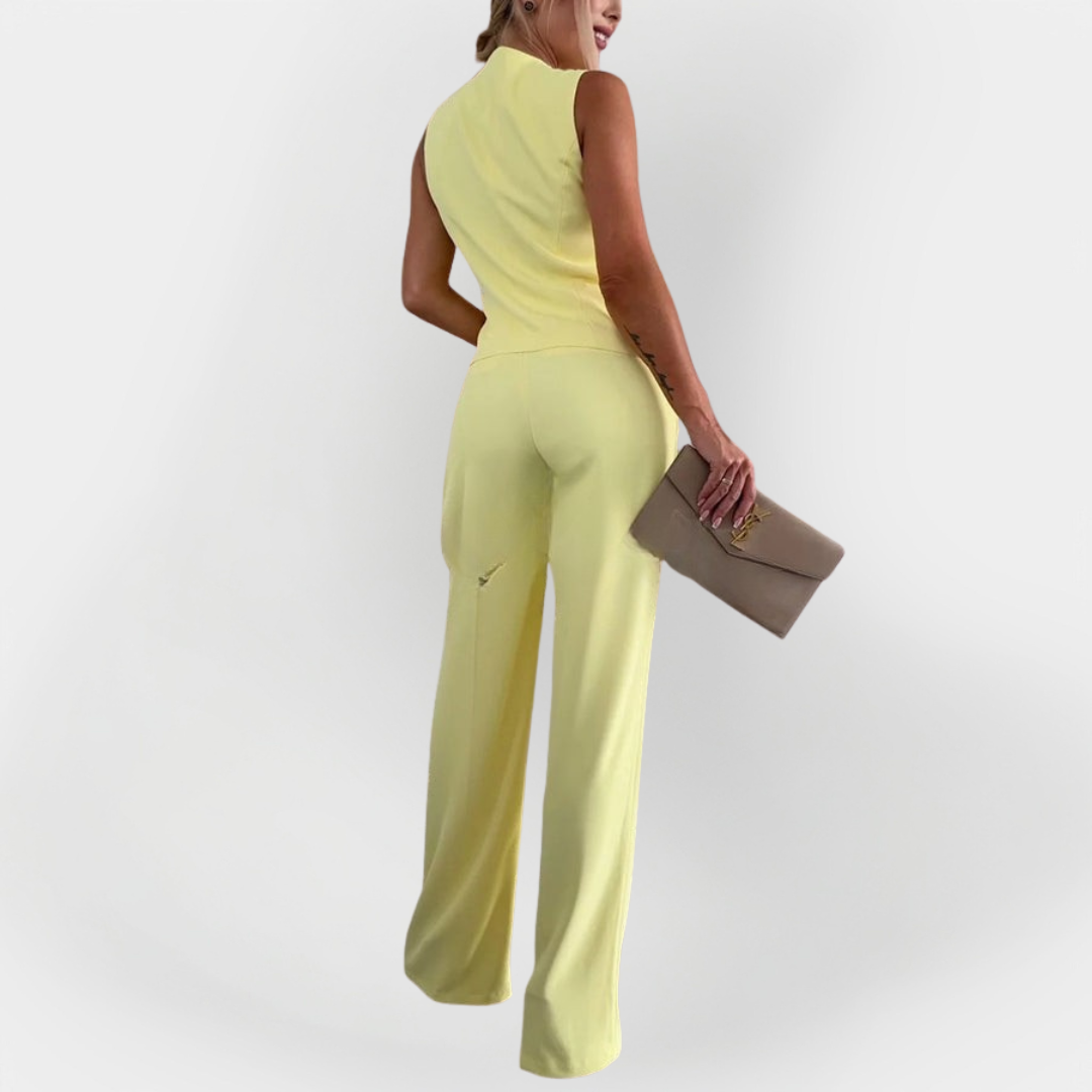Conjunto elegante de pantalón y top sin mangas LuvaModa