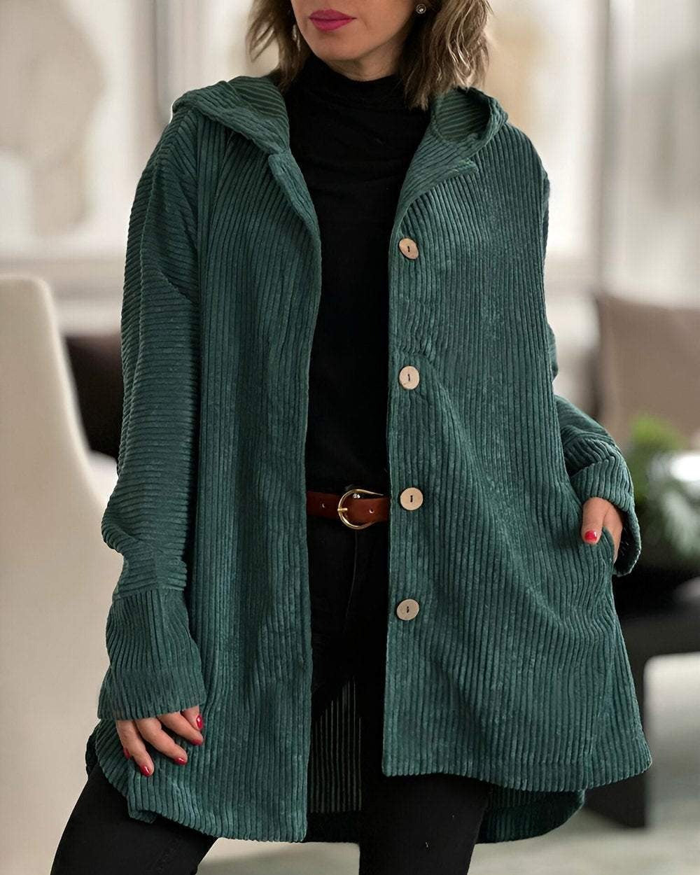 Cordia - Chaqueta con capucha de pana Luvamoda