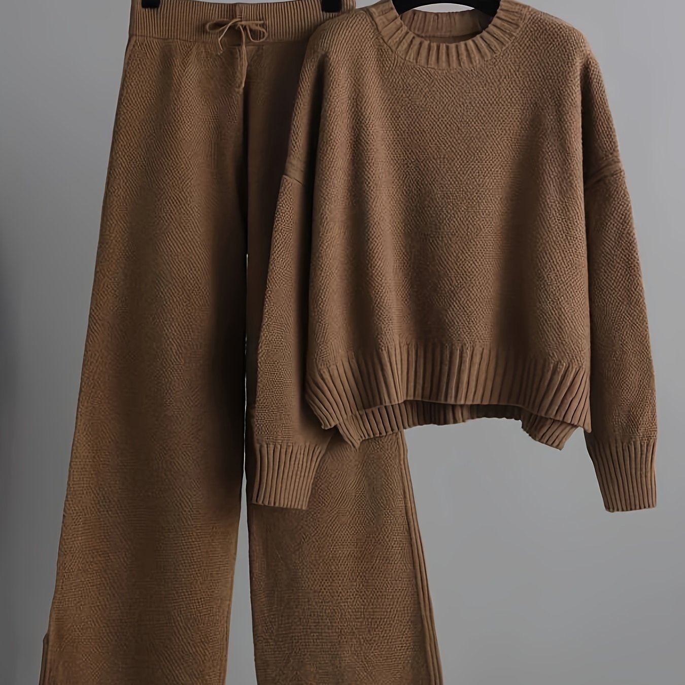 Conjunto casual de otoño e invierno: suéter holgado y pantalón ancho — conjunto de dos piezas para mujer LuvaModa