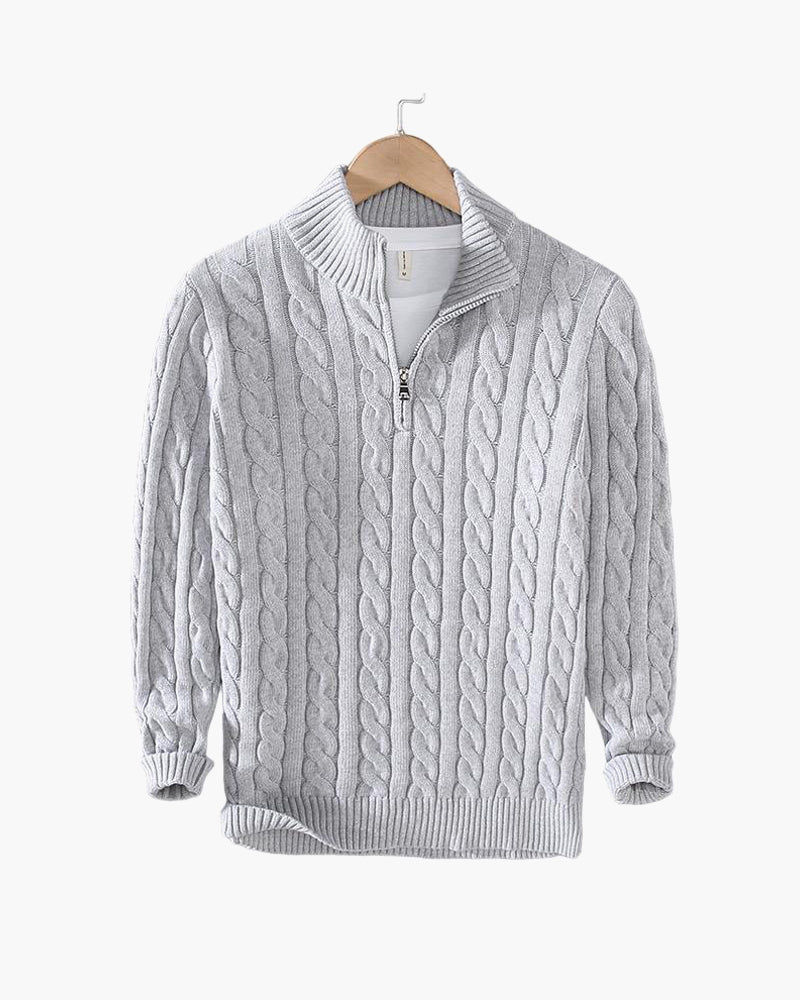 Solan | Jersey de hombre con media cremallera y tejido trenzado LuvaModa