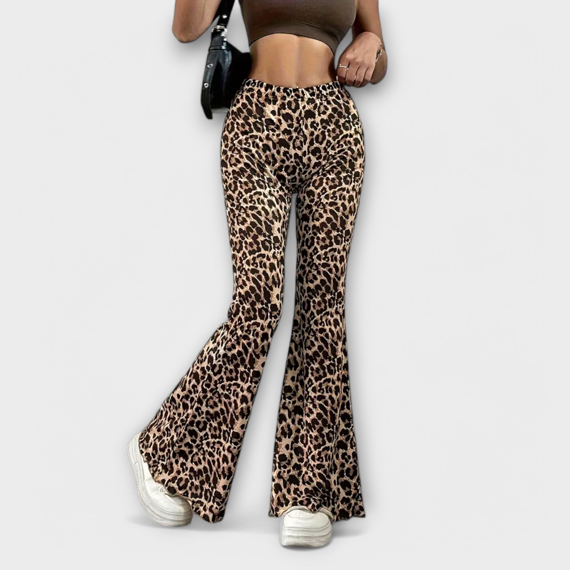 Pantalones bootcut con estampado de leopardo LuvaModa