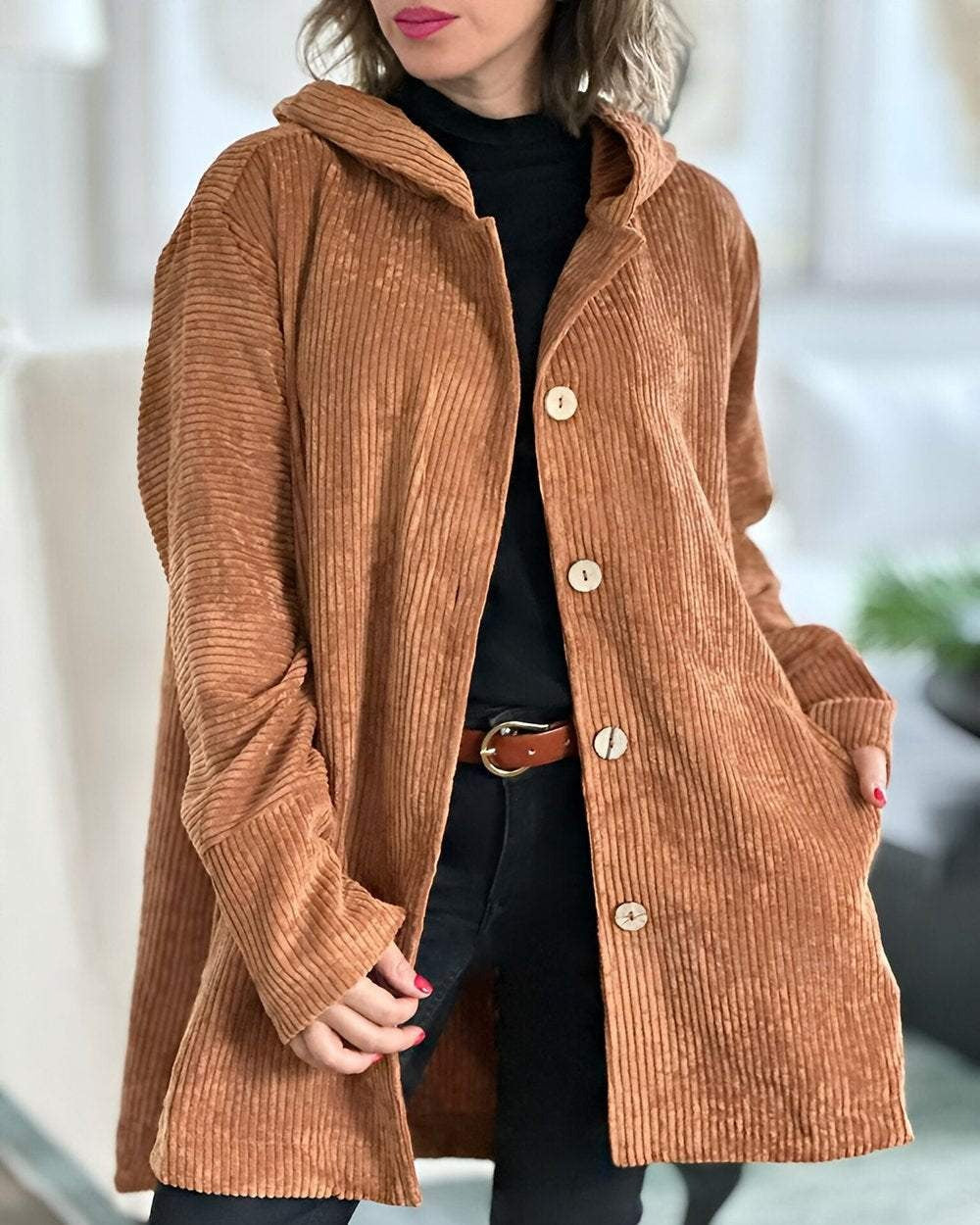 Cordia - Chaqueta con capucha de pana Luvamoda
