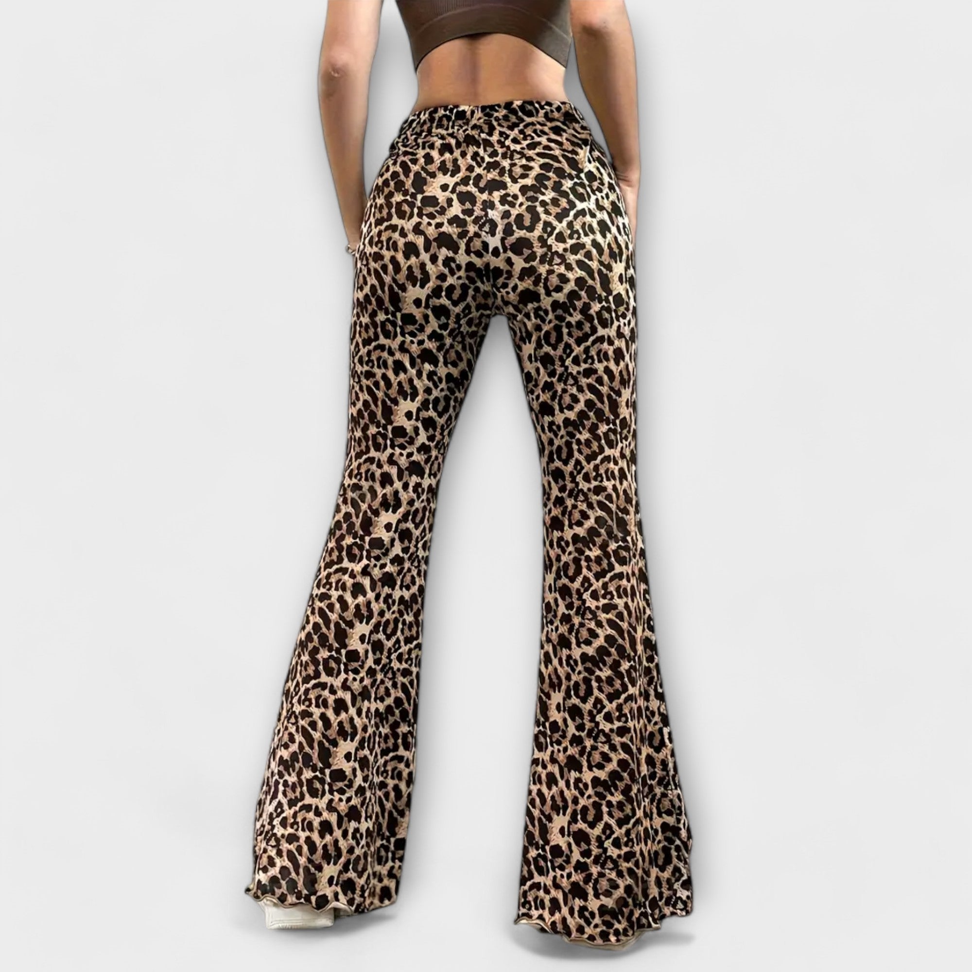 Pantalones bootcut con estampado de leopardo LuvaModa