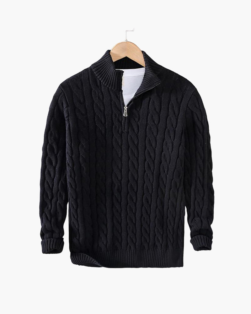 Solan | Jersey de hombre con media cremallera y tejido trenzado LuvaModa
