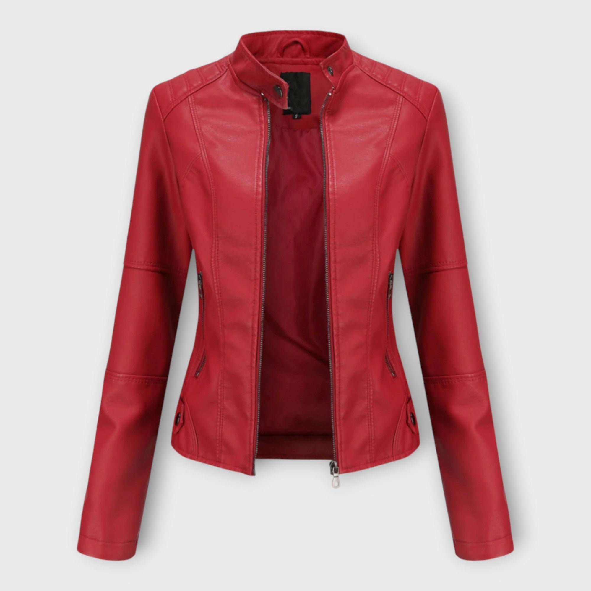 Elegante chaqueta de cuero de línea moderna y estética atemporal Luvamoda