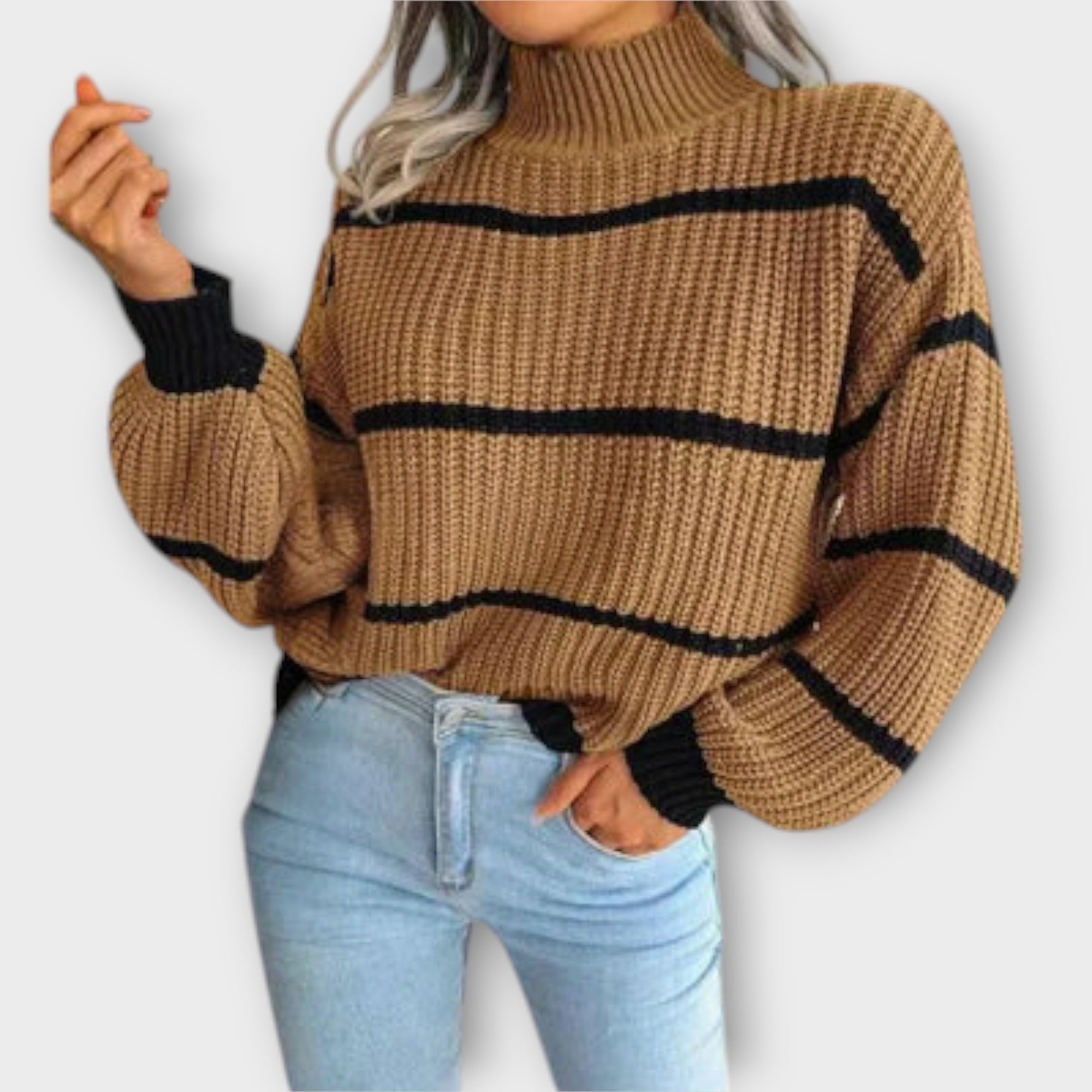 Chavala - Suéter de cuello alto a rayas Luvamoda