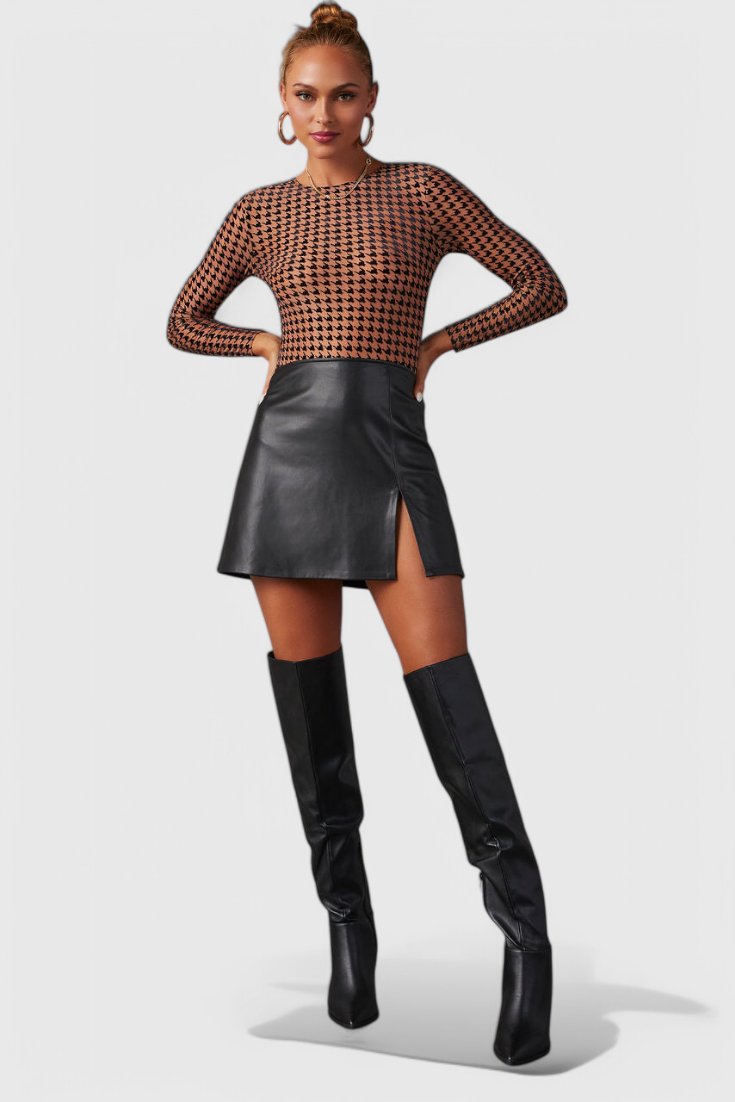 Botas negras Bella de tacón ancho por encima de la rodilla LuvaModa