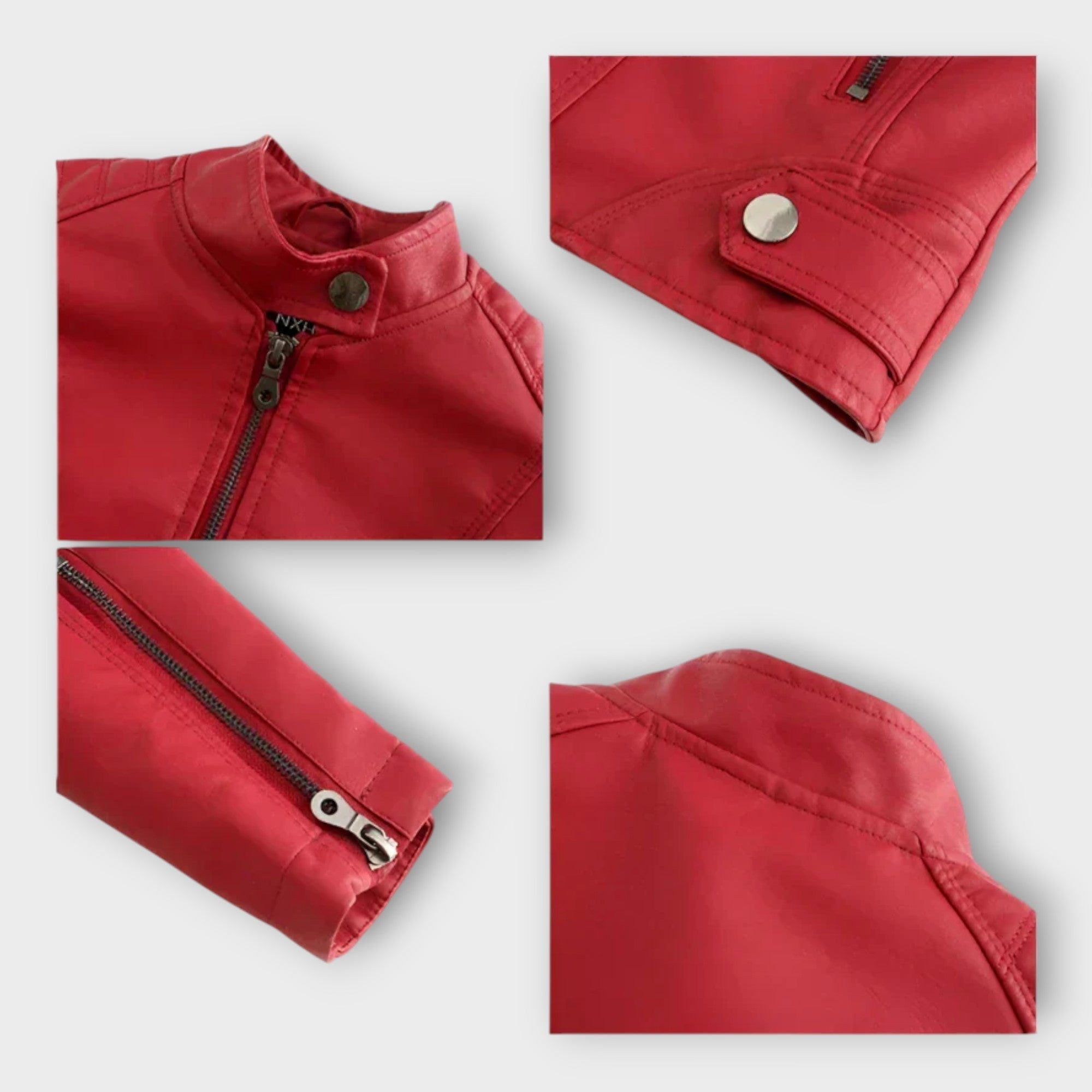 Chaqueta corta de cuero de moda con cremallera Luvamoda