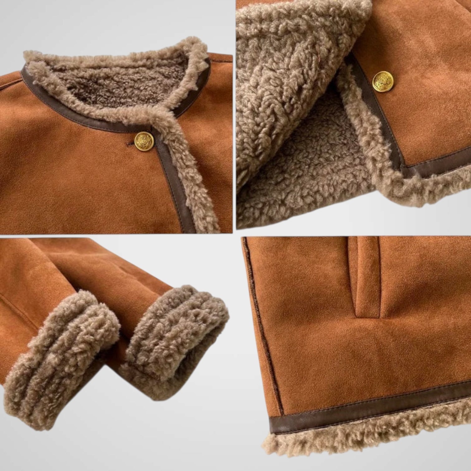Imer | Chaqueta de piel de oveja abotonada Luvamoda