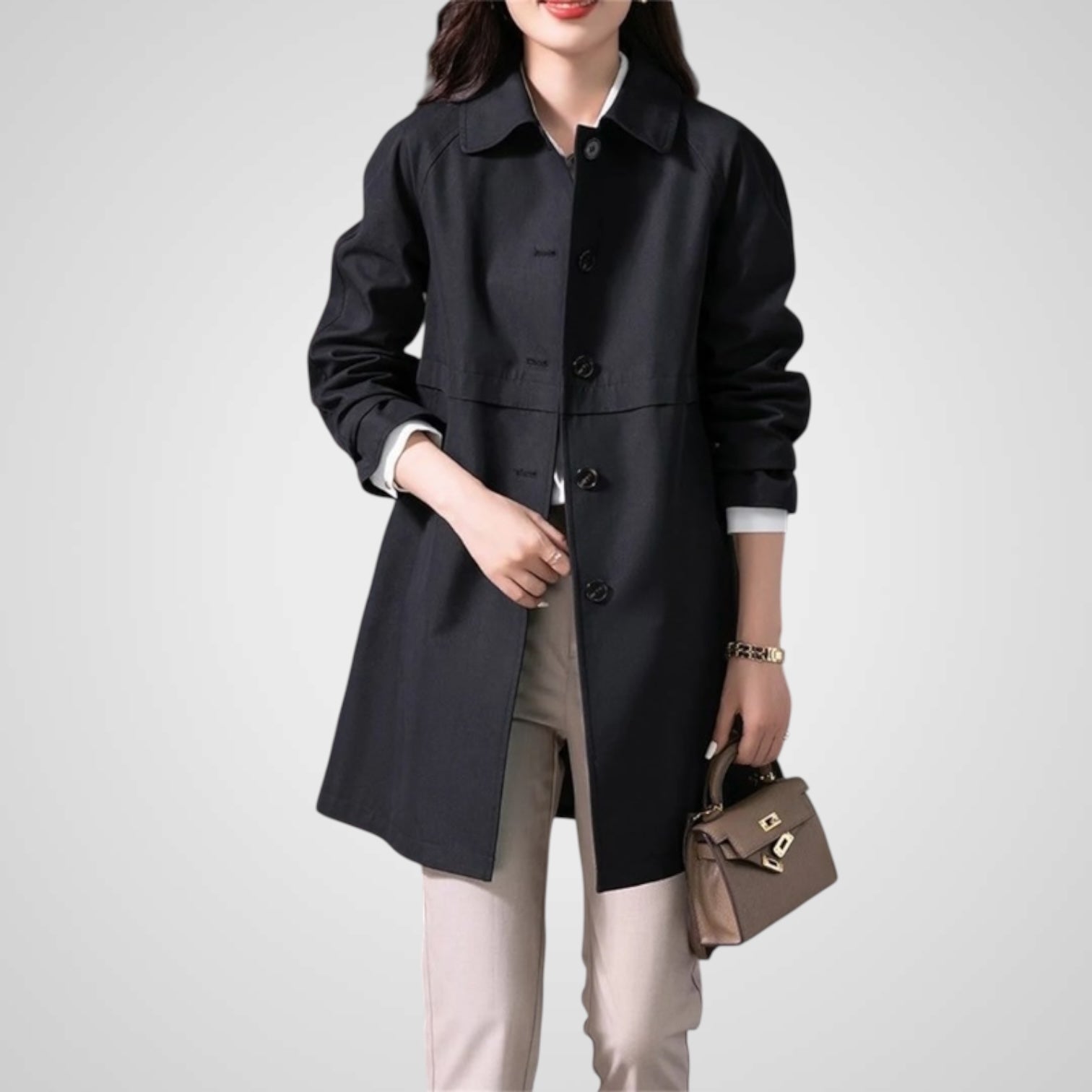 Eliz | Elegante gabardina corta de un solo botón para mujer Luvamoda