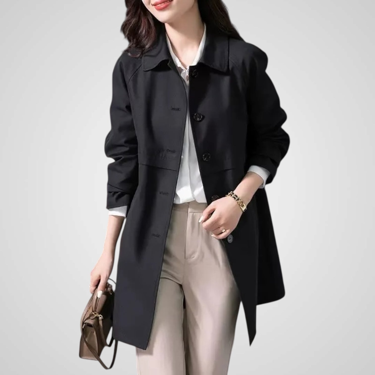 Eliz | Elegante gabardina corta de un solo botón para mujer Luvamoda