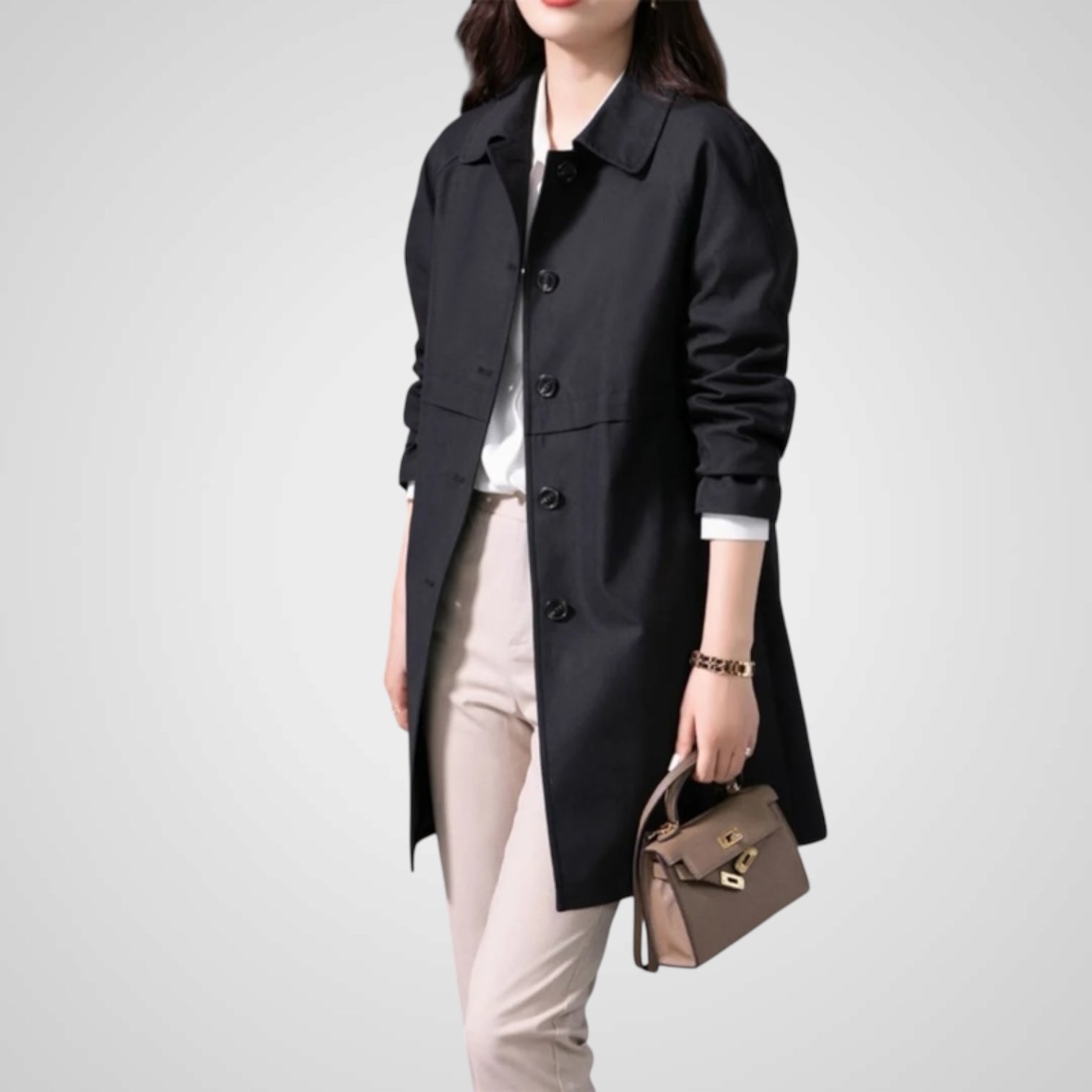 Eliz | Elegante gabardina corta de un solo botón para mujer Luvamoda