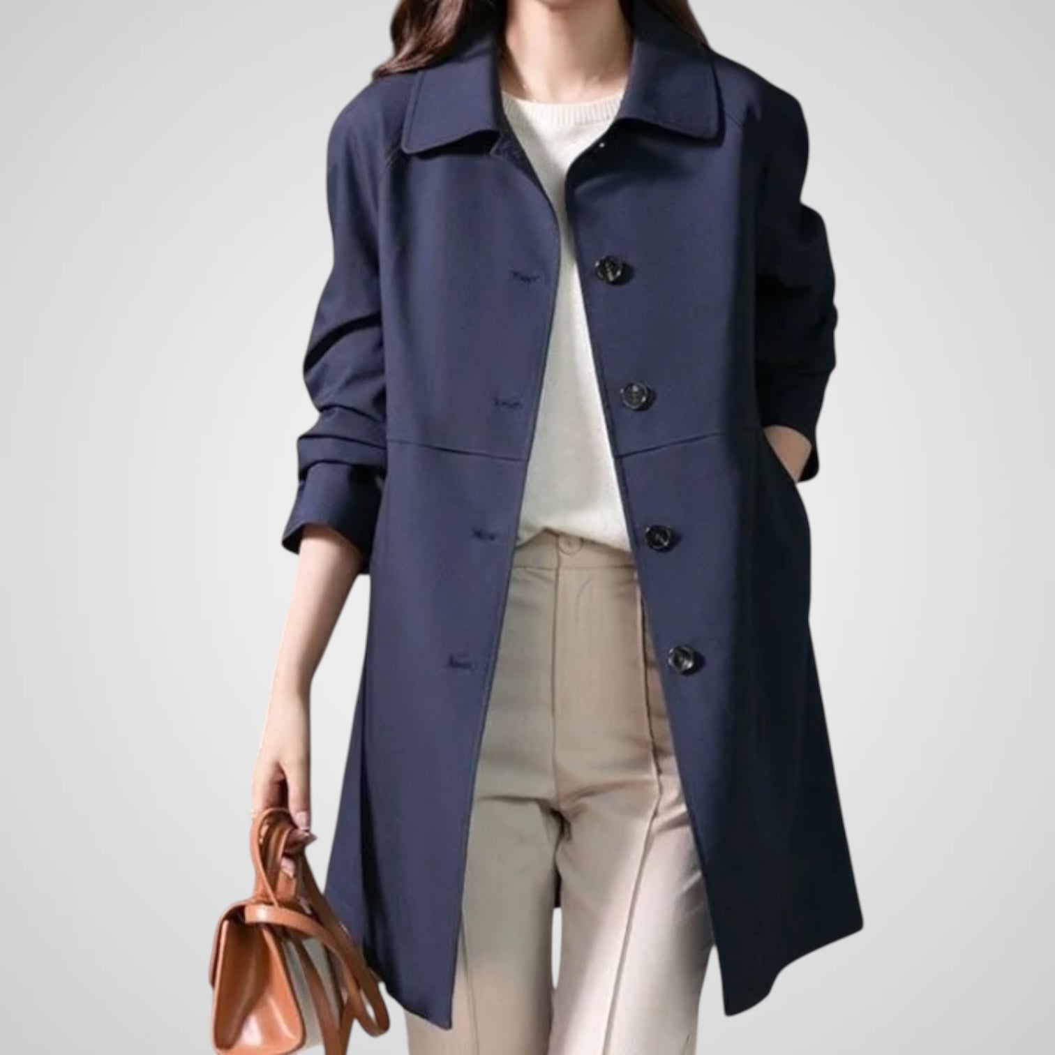 Eliz | Elegante gabardina corta de un solo botón para mujer Luvamoda
