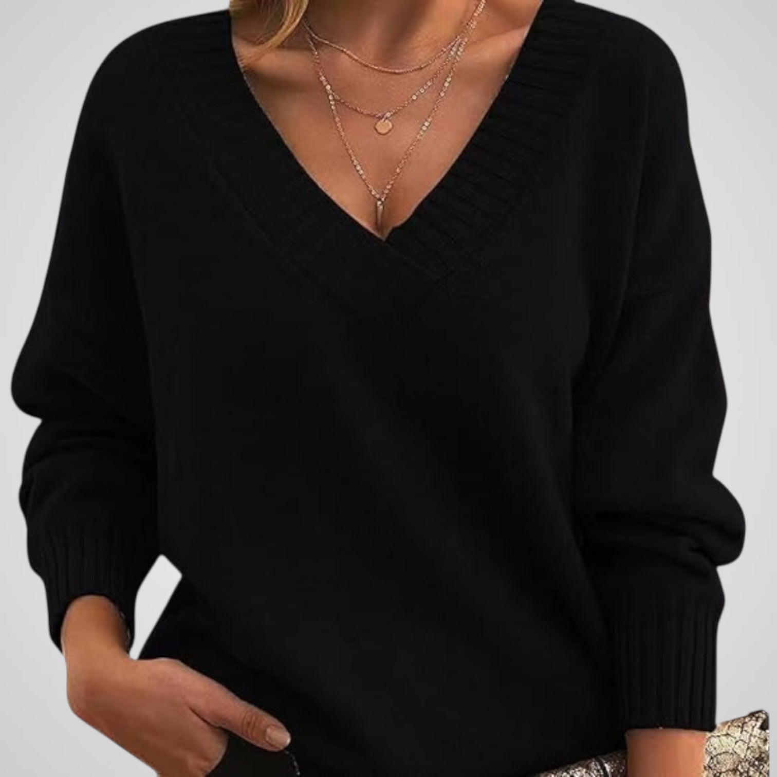 Ani | Jersey elegante de cachemira con cuello en V Luvamoda