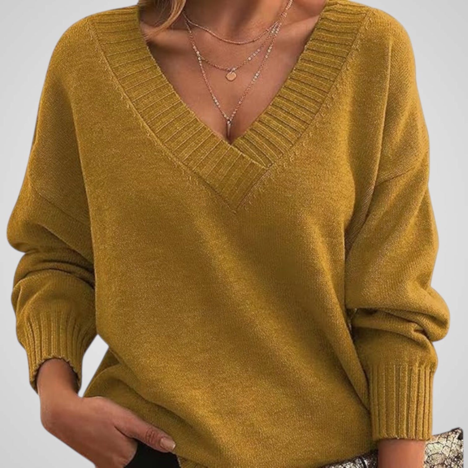 Ani | Jersey elegante de cachemira con cuello en V Luvamoda