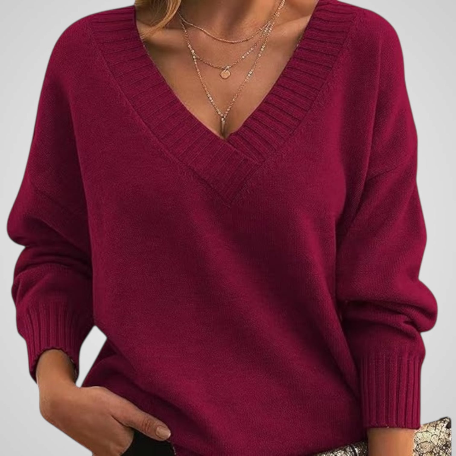 Ani | Jersey elegante de cachemira con cuello en V Luvamoda