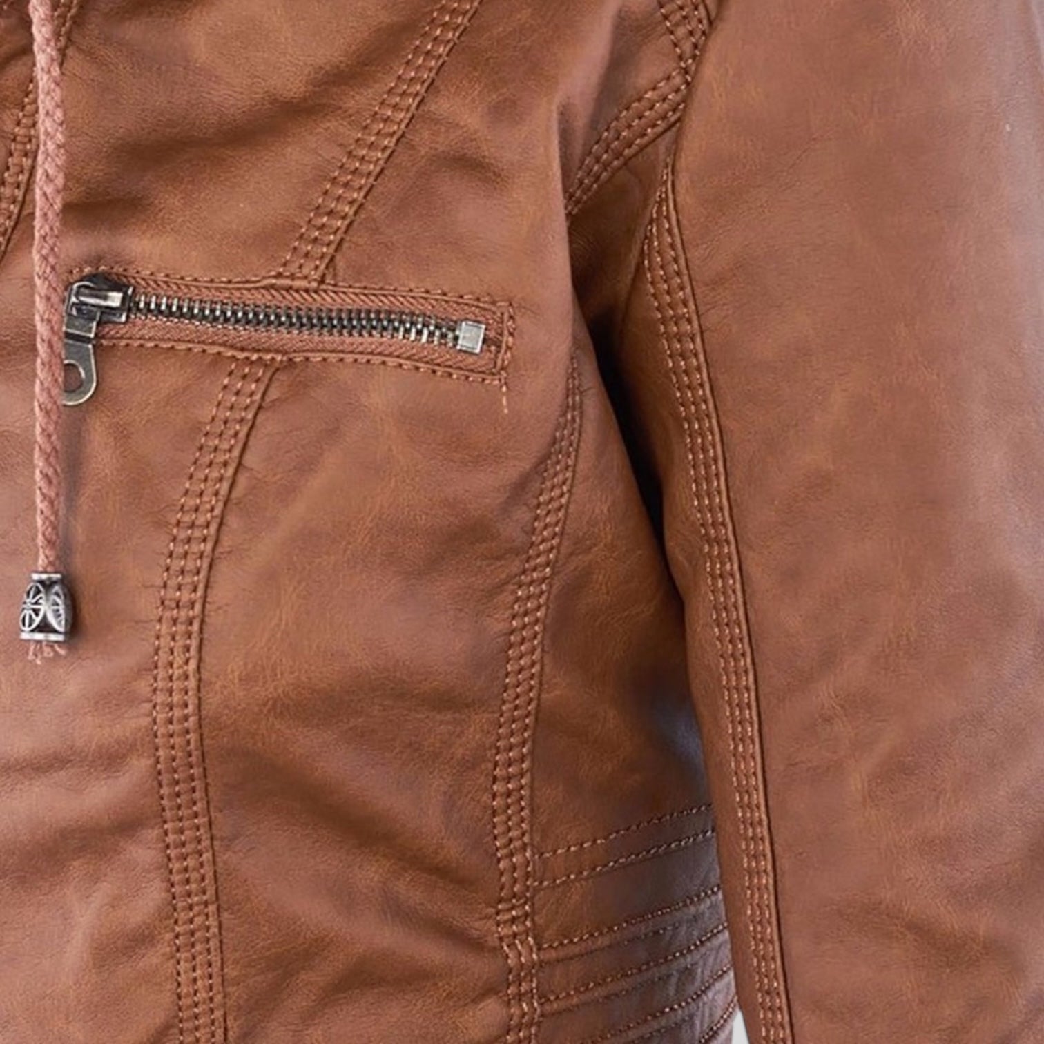 Olivia | Chaqueta de cuero impermeable con capucha para mujer Luvamoda