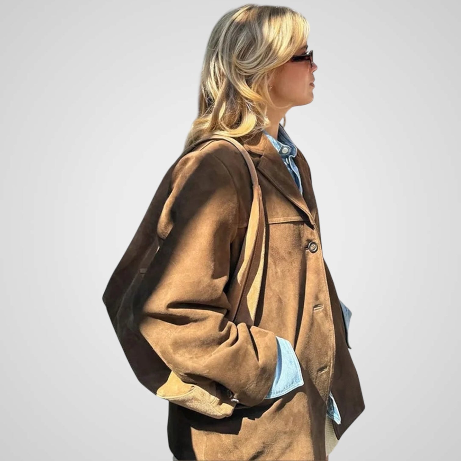Laila | Chaqueta clásica de ante marrón Luvamoda