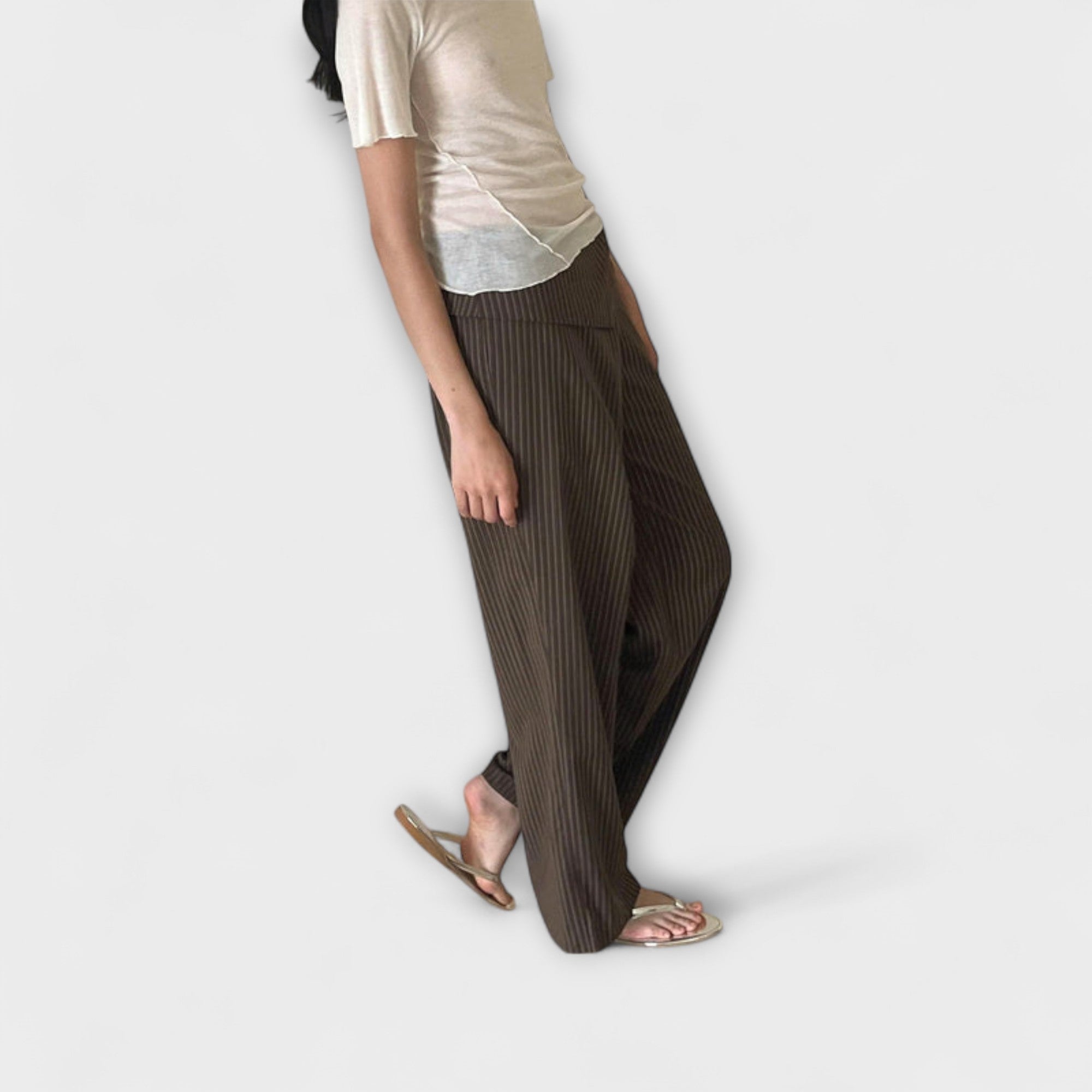 Julia - Pantalones de rayas con pliegues LuvaModa
