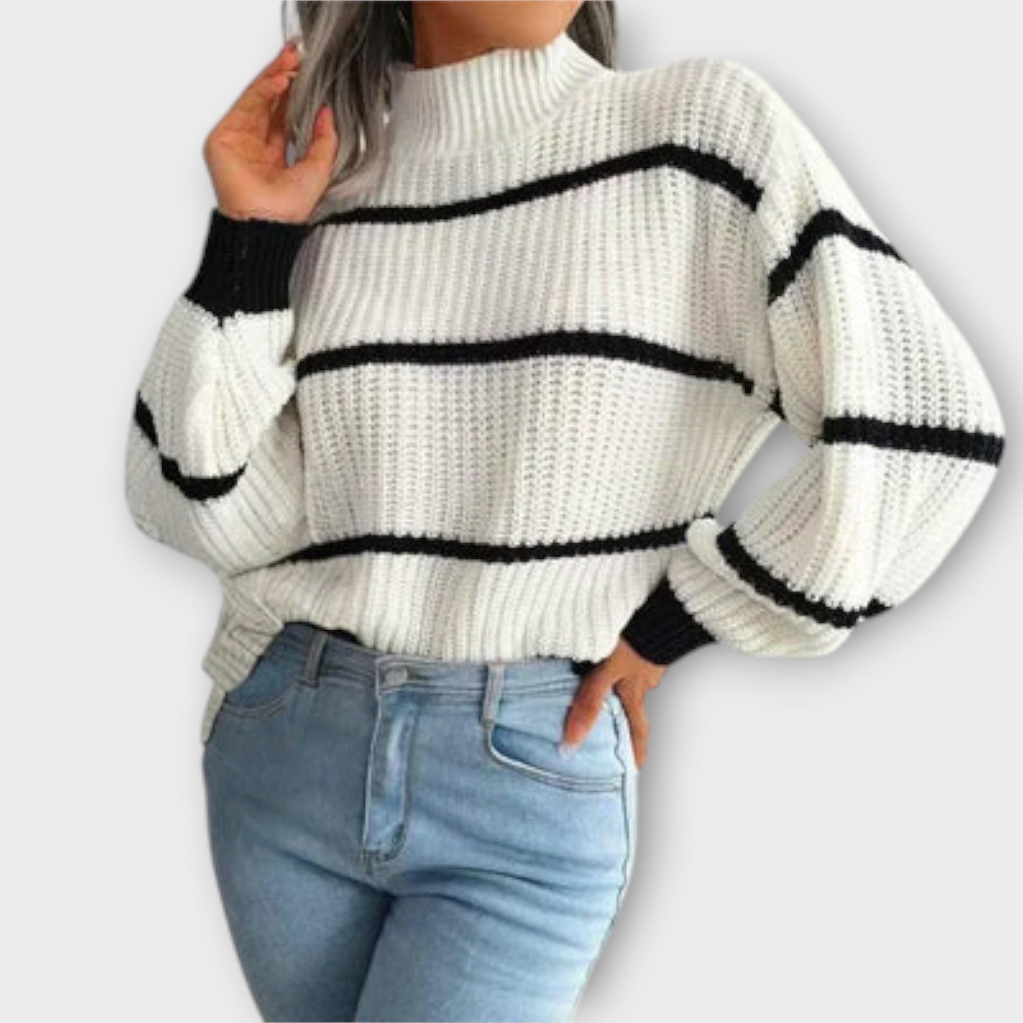 Chavala - Suéter de cuello alto a rayas Luvamoda
