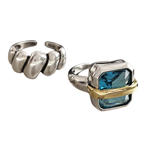 Anillo de plata con circonita azul LuvaModa