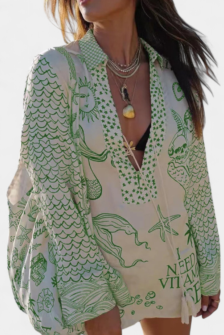 Conjunto de camisa estampada Amalia y pantalón corto elástico LuvaModa