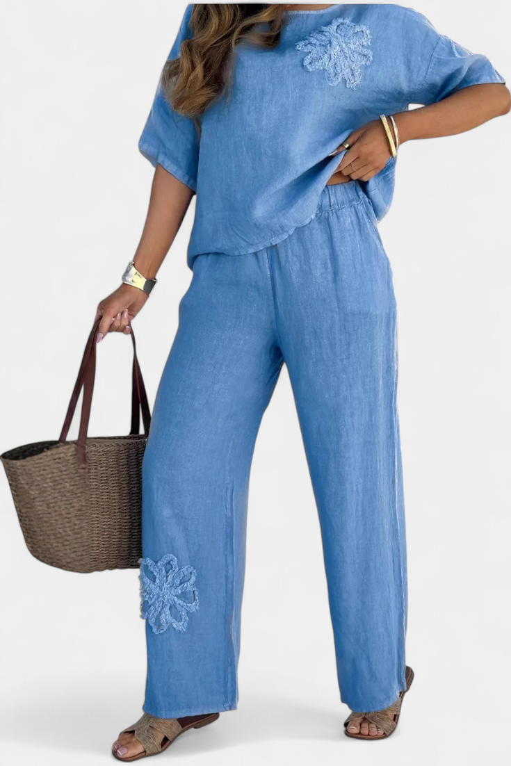 Conjunto Natalia Relaxed en lino bordado con una silueta cómoda LuvaModa