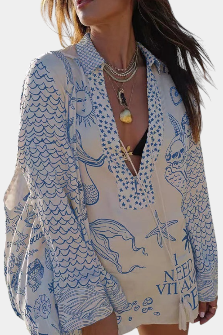 Conjunto de camisa estampada Amalia y pantalón corto elástico LuvaModa