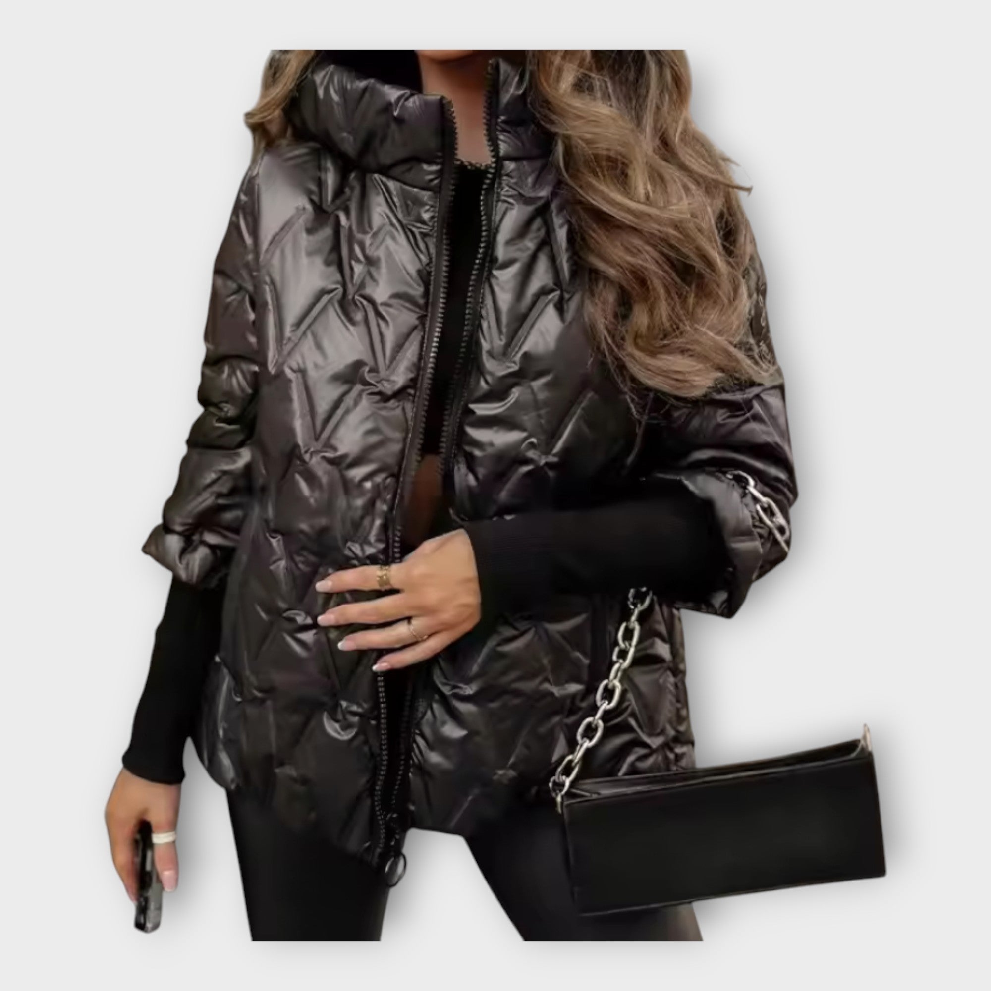 Chaqueta acolchada elegante con capucha Luvamoda