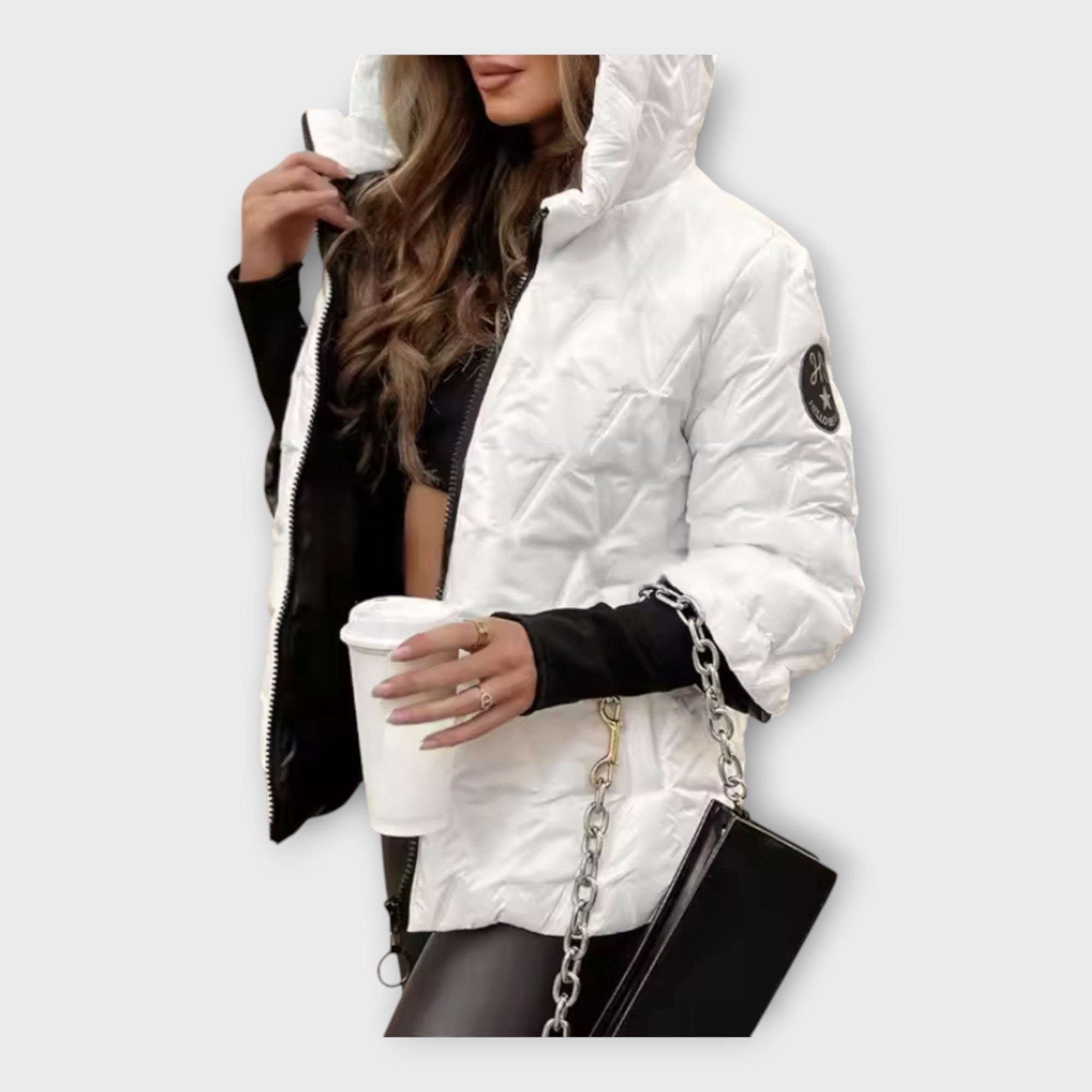 Chaqueta acolchada elegante con capucha Luvamoda
