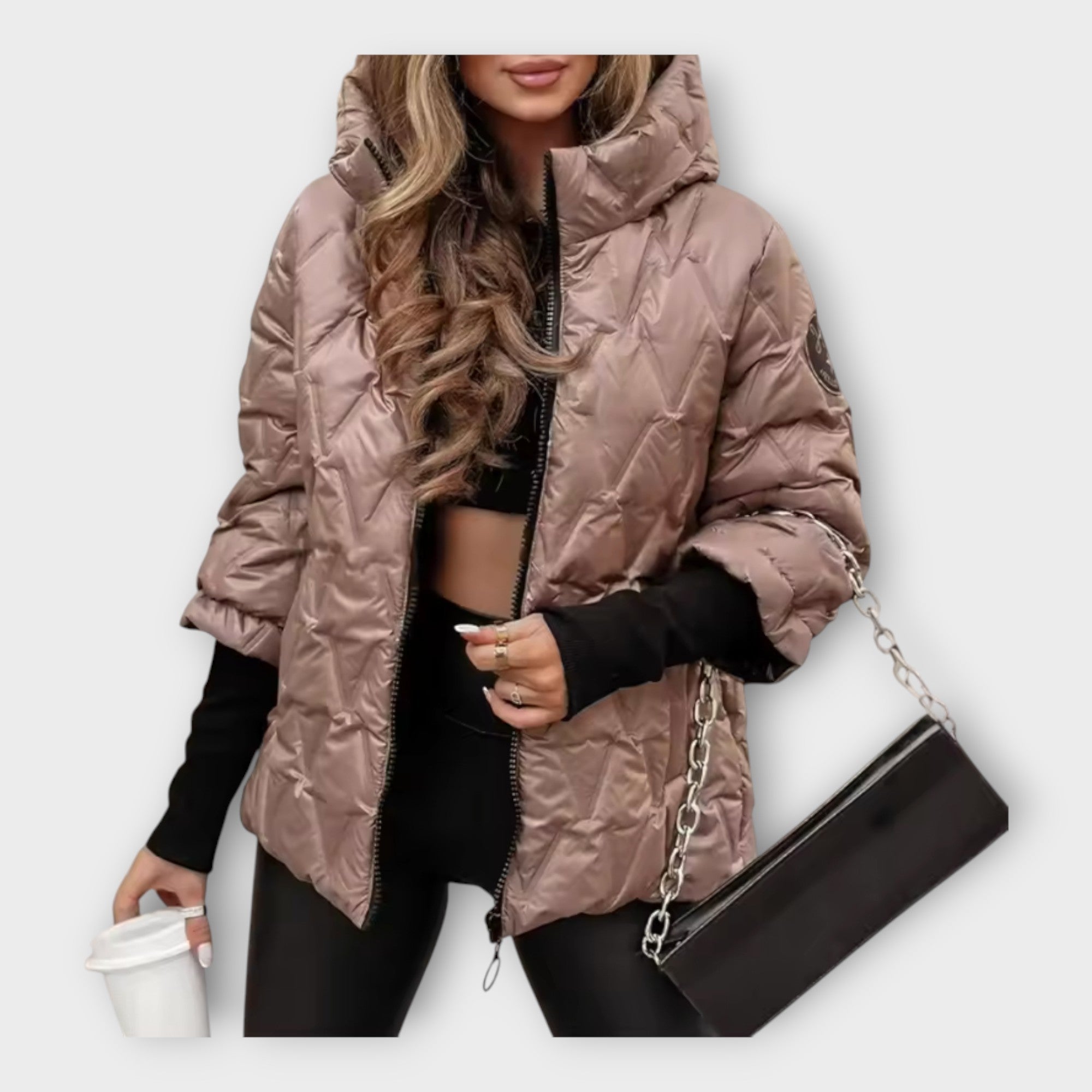 Chaqueta acolchada elegante con capucha Luvamoda