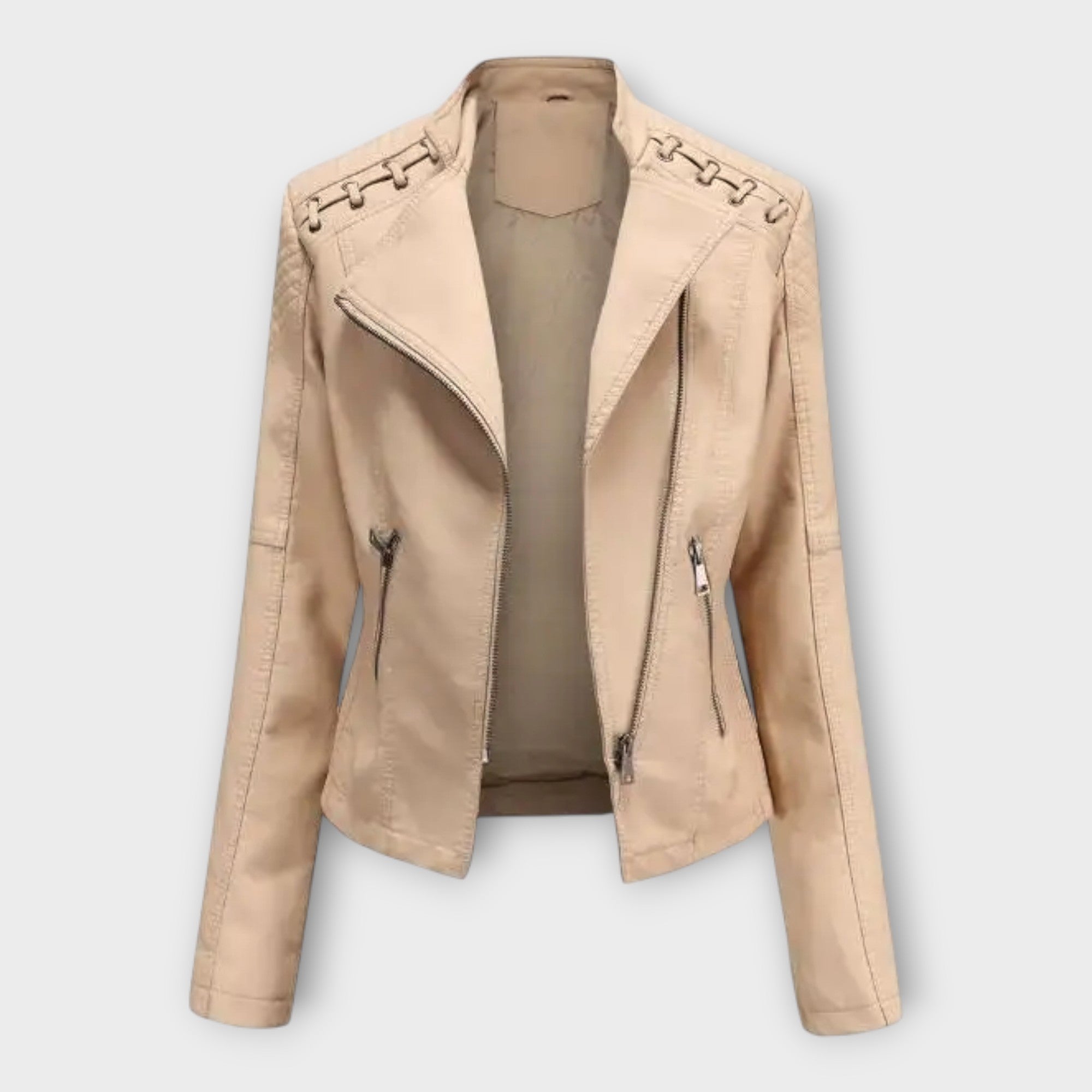 Chaqueta de cuero moderna con una línea elegante y un refinamiento atemporal Luvamoda