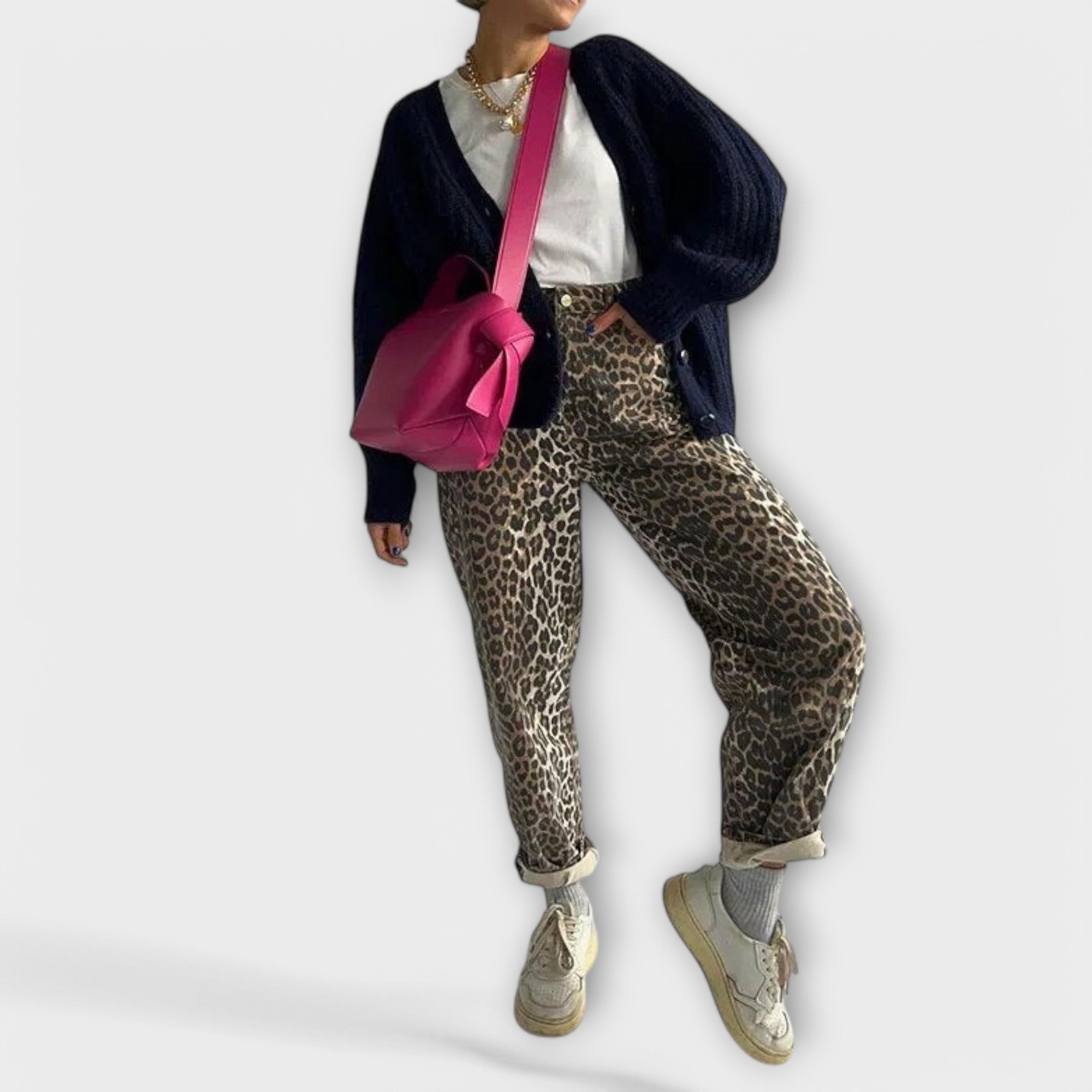 Chandra - Vaqueros vintage con estampado de leopardo LuvaModa