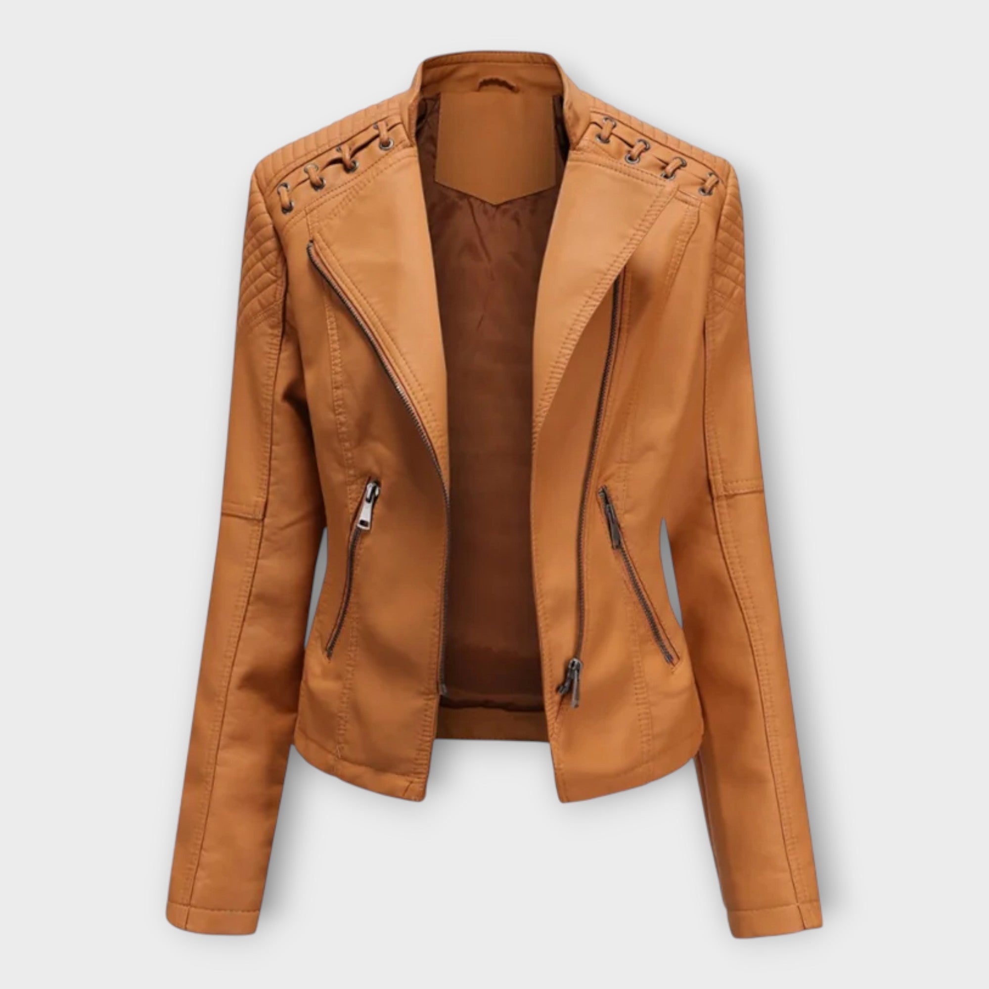 Chaqueta de cuero moderna con una línea elegante y un refinamiento atemporal Luvamoda