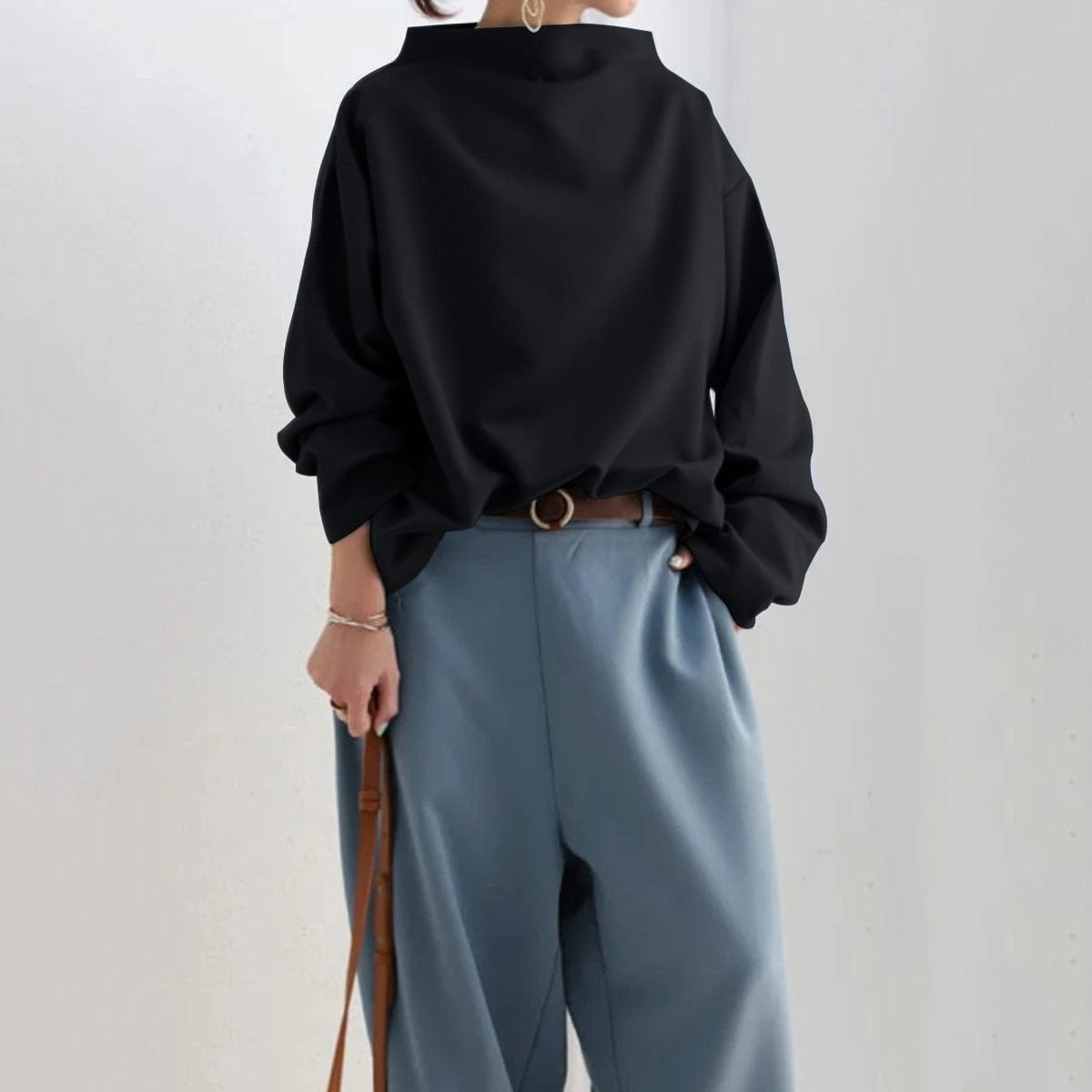 Ellie | Top de punto con cuello alto y textura suave Luvamoda