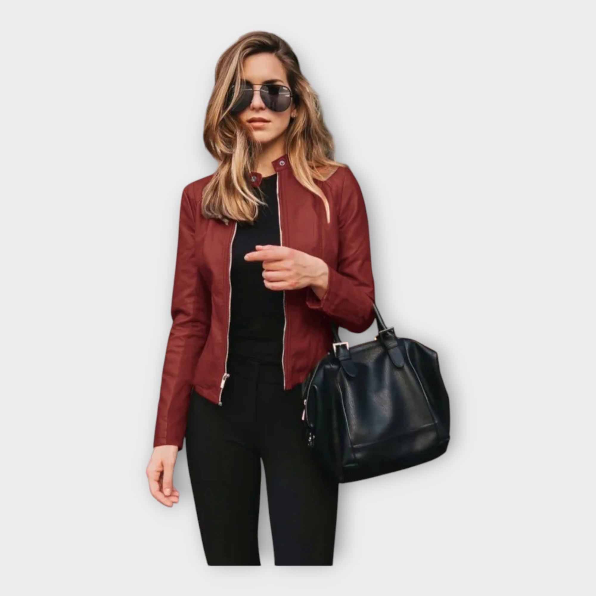 Chaqueta de cuero con línea moderna Luvamoda