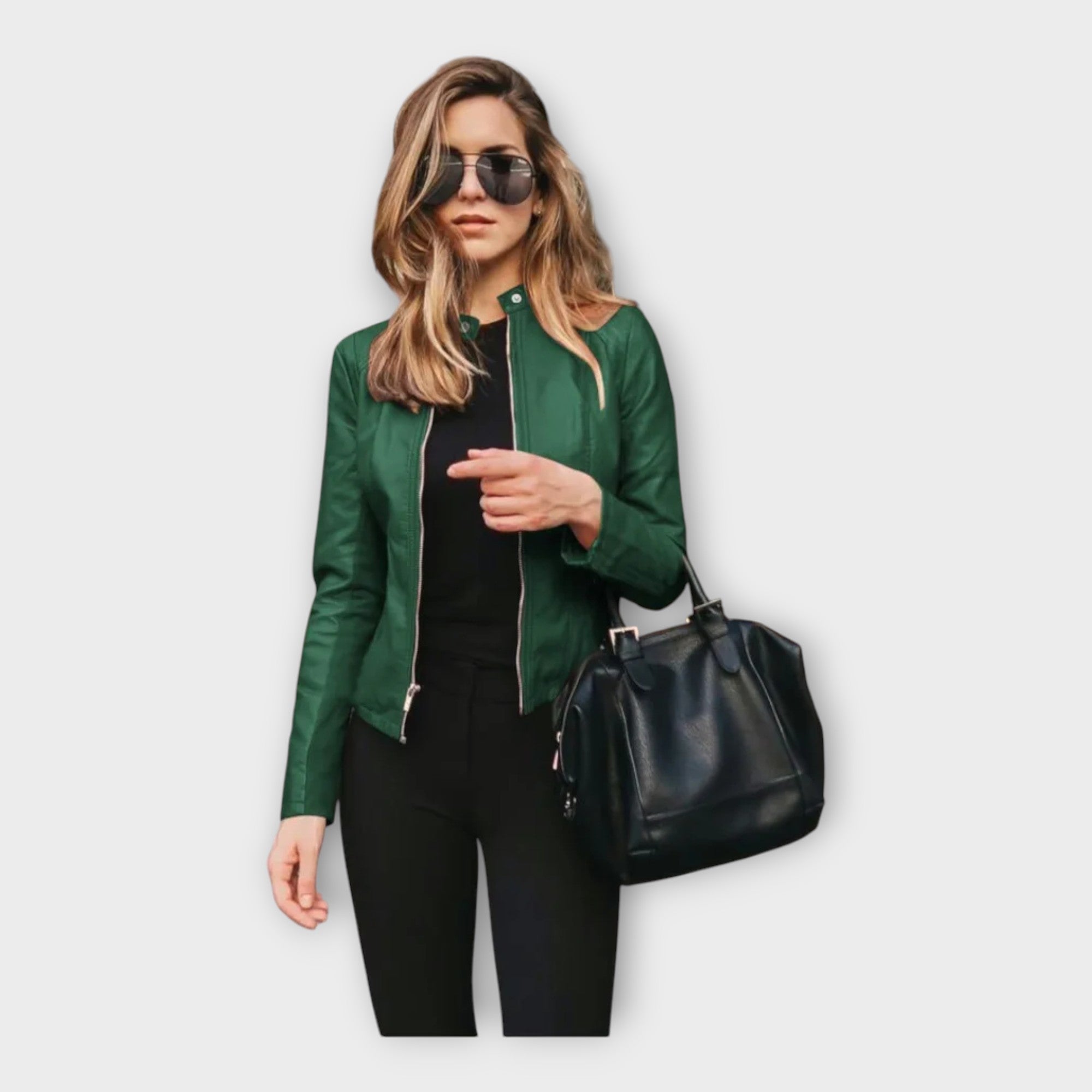 Chaqueta de cuero con línea moderna Luvamoda