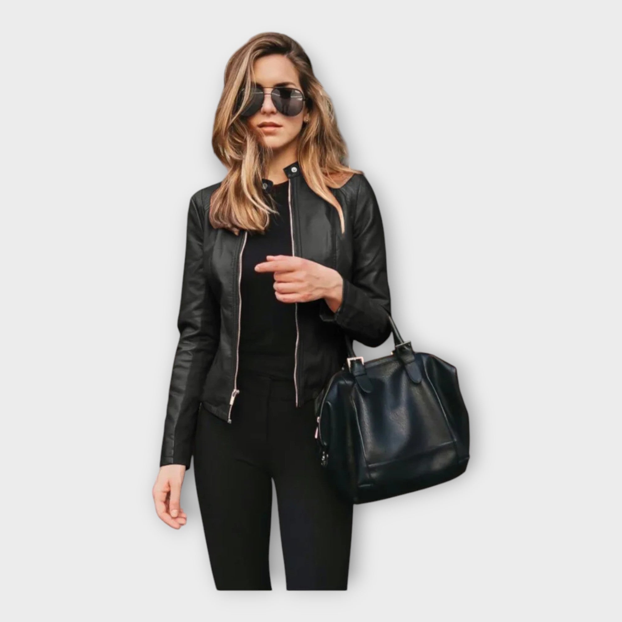 Chaqueta de cuero con línea moderna Luvamoda