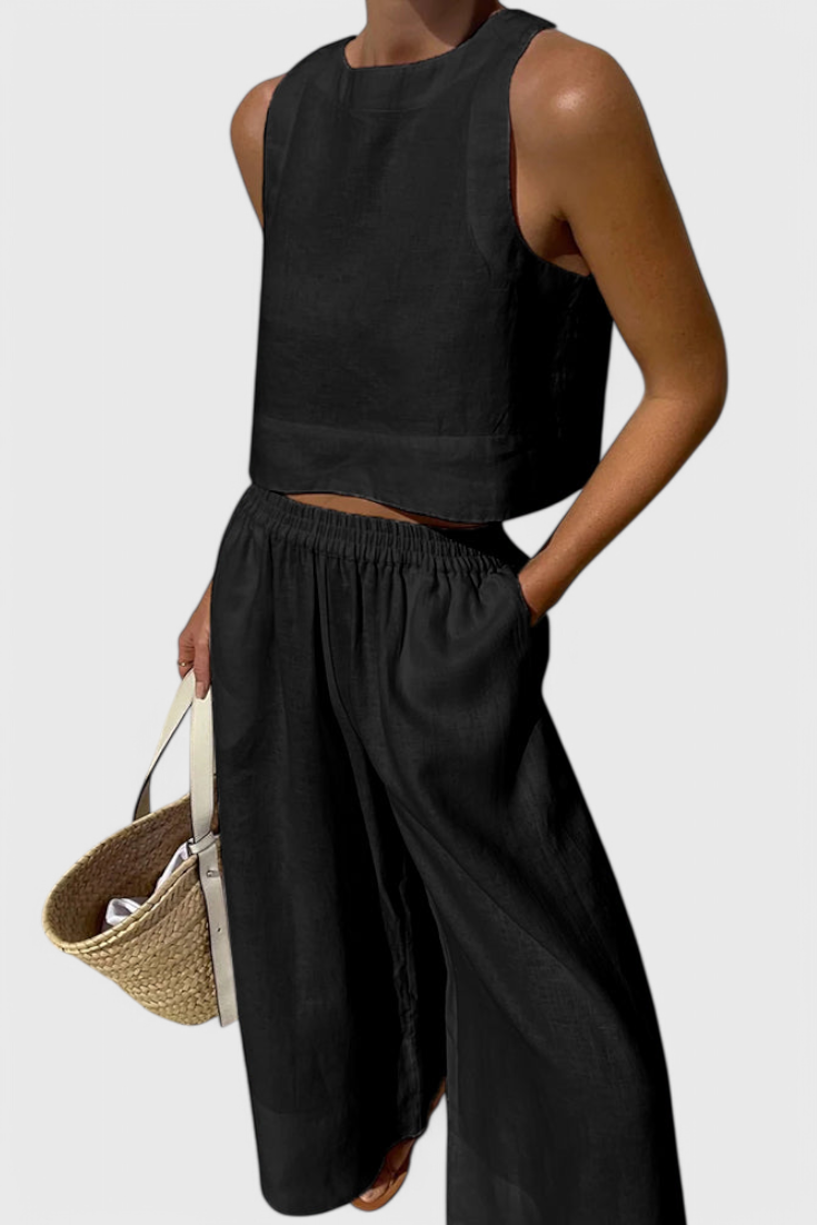 Conjunto minimalista Avelina en algodón ligero y lino LuvaModa