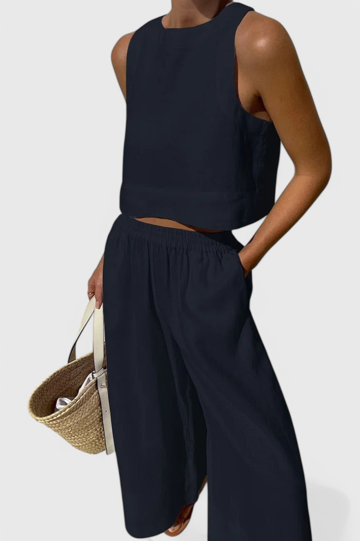 Conjunto minimalista Avelina en algodón ligero y lino LuvaModa