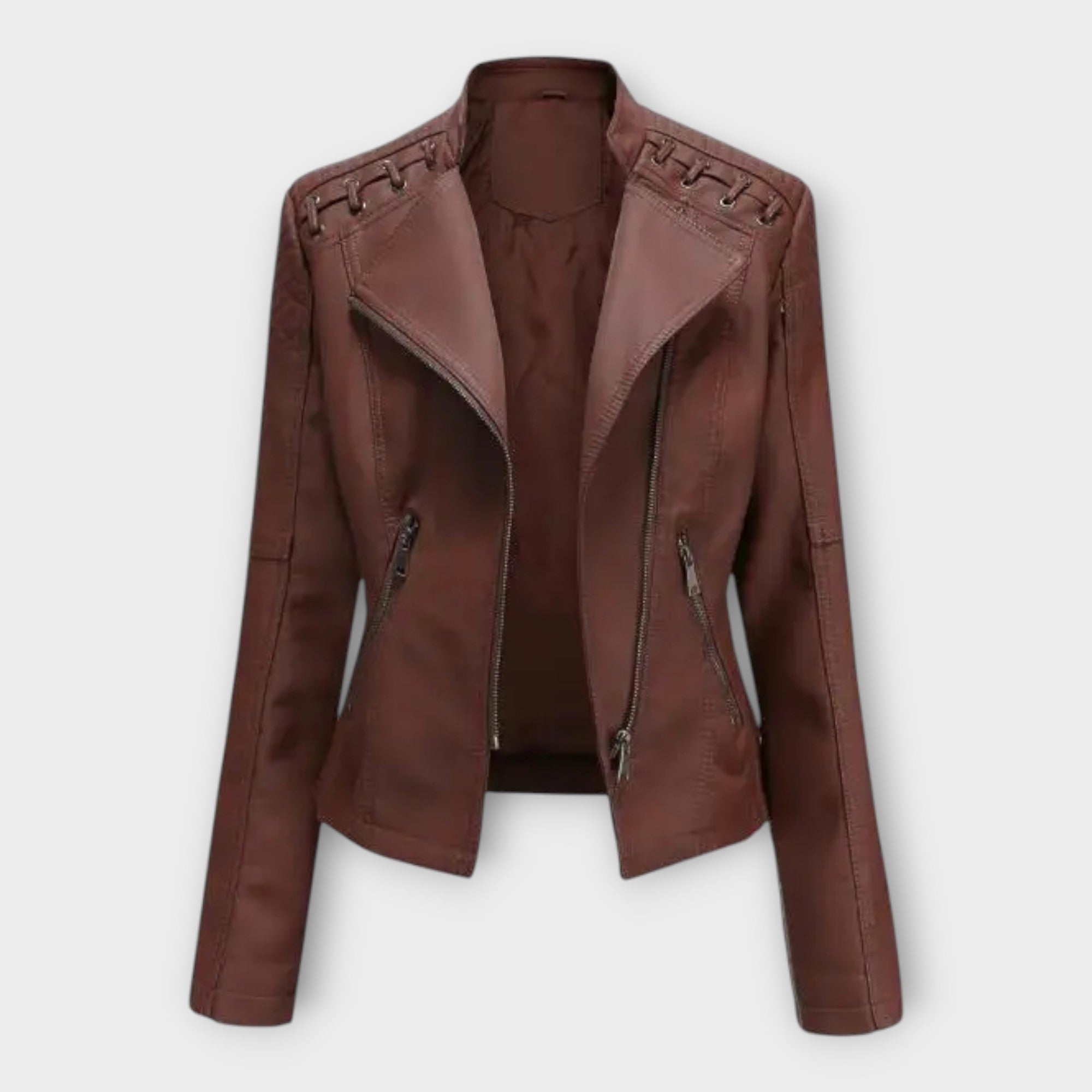 Chaqueta de cuero moderna con una línea elegante y un refinamiento atemporal Luvamoda